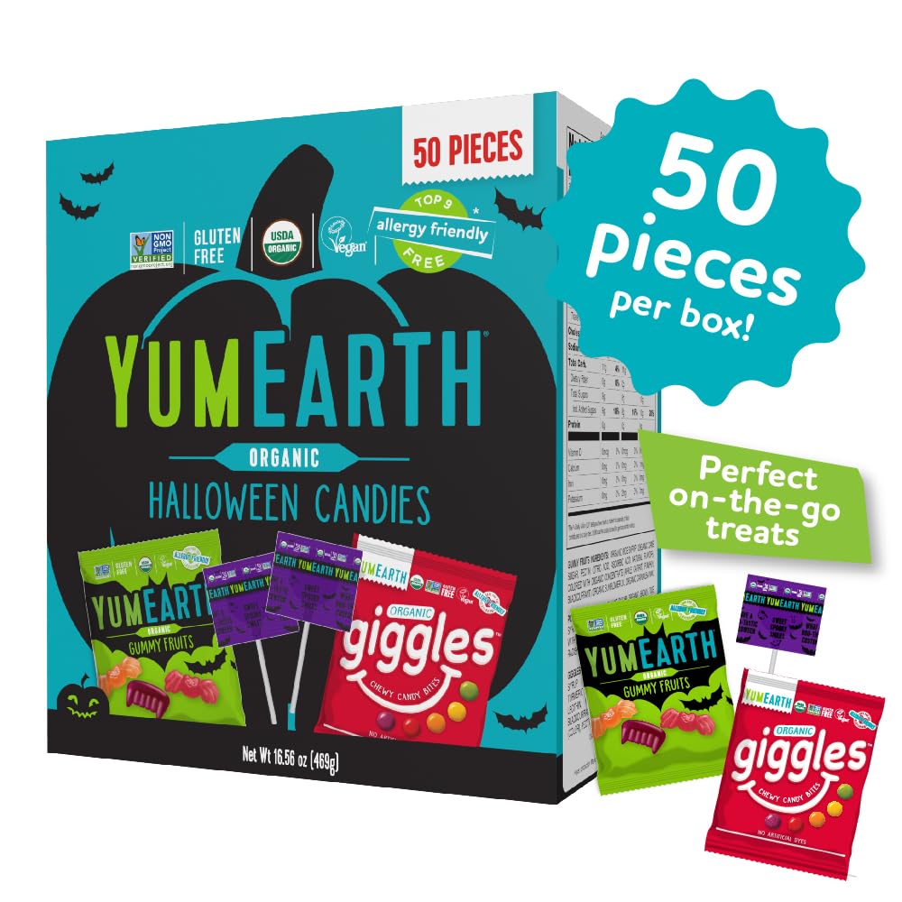 Alternative view of YumEarth Organic Halloween Variety Box - Allergy Friendly (Top 9 Free), No Artificial Dyes, Non GMO, Gluten Free, Vegan Candy Snacks, Individually Wrapped (Pack of 50)