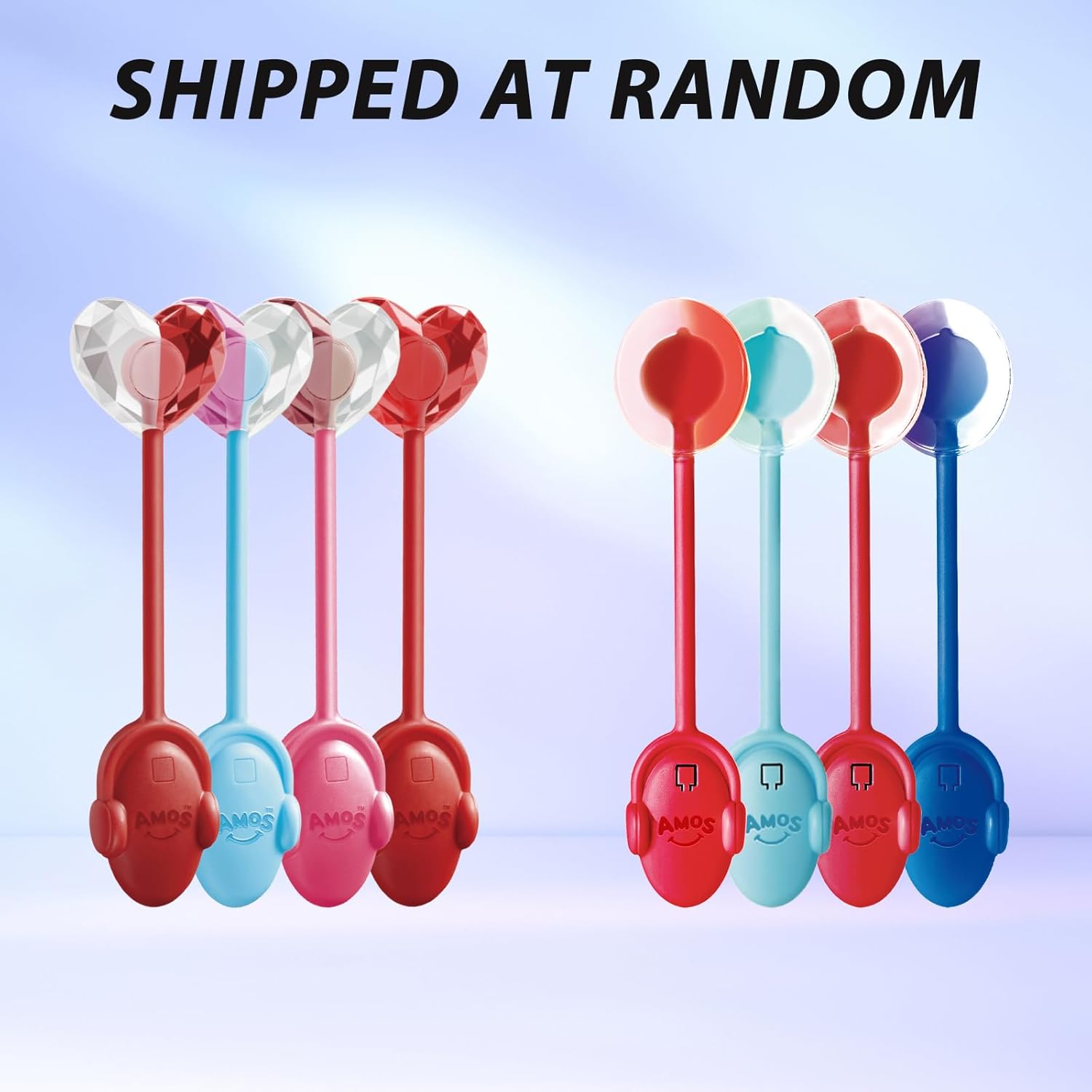 Amos TastySounds Audio Lollipop 4-Pack (2 Blueberry + 2 Strawberry), Interactive Music-Activated Novelty Candy Suckers for Kids, Fun Party Treats Hard Candy Assortment