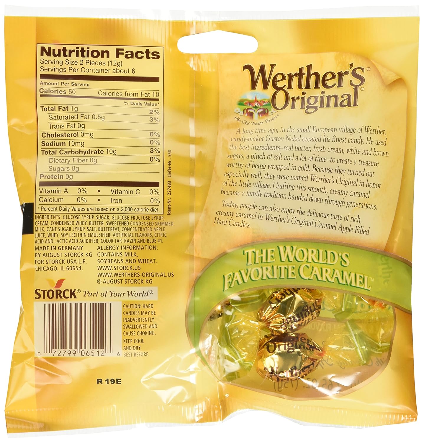 Werthers Original Caramel Apple Filled Hard Candies PACK of 3