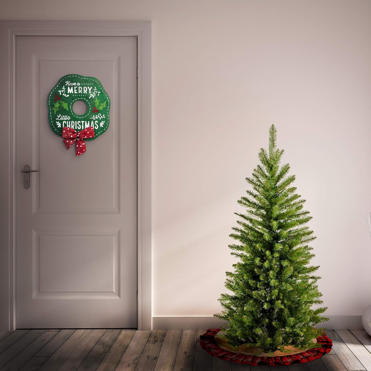 National Tree Company 4 ft Unlit Kingswood Fir Mini Artificial Slim Christmas Tree, 269 Tips, Includes Stand, Green