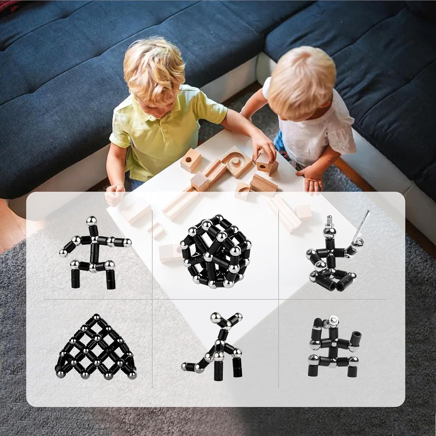 Fidget Pen, Magnetic Pen Magnetic Toy Pen, Multifunctional Deformable Magnet Fidget Toys, Novel Cool Gadget Pen, Valentine Gifts for Kids Easter Basket Stuffers (Black)