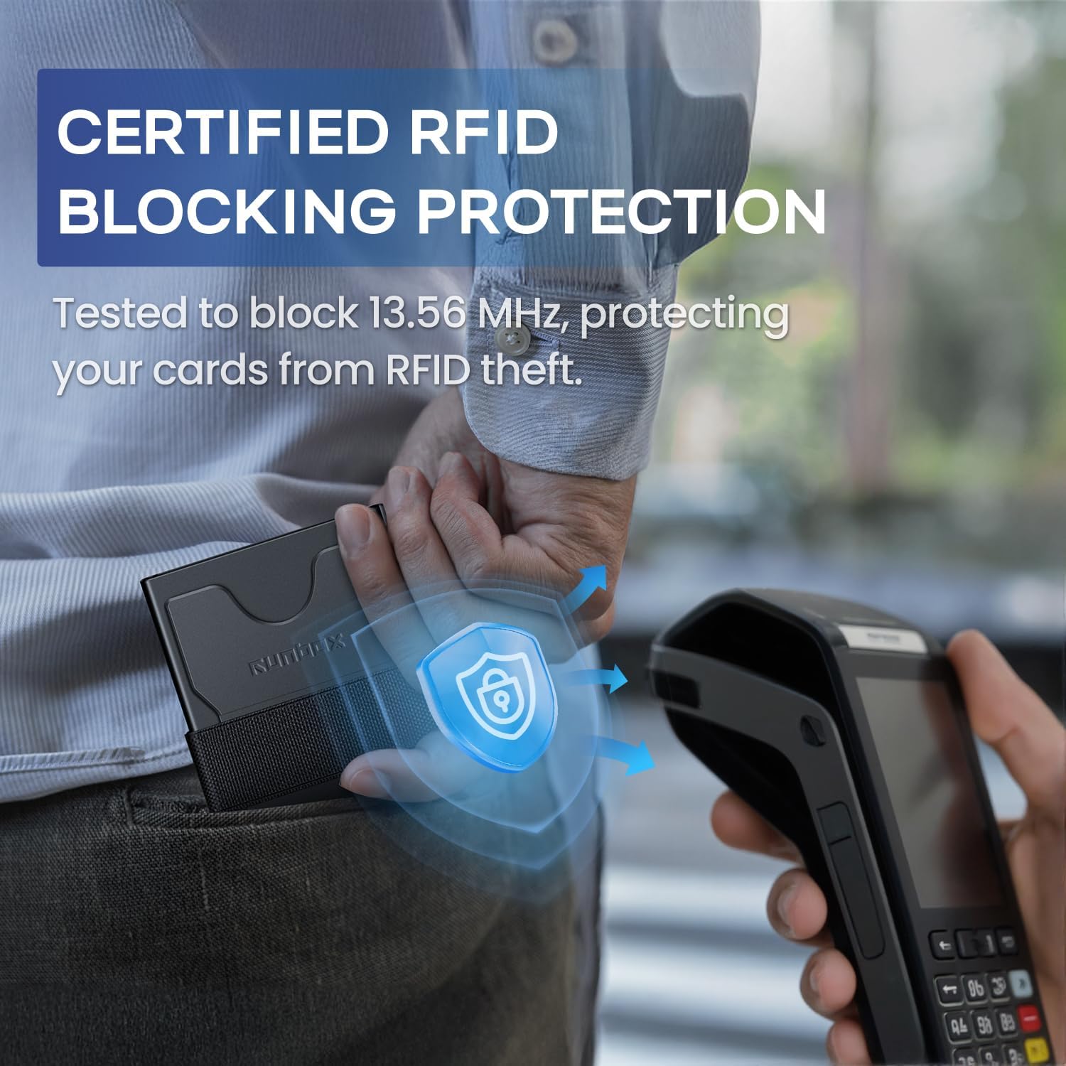 RUNBOX Slim Card Holder Wallet for Men, Minimalist RFID Blocking Wallet with Pop-Up Function, Ultra-Thin Design, Metal Business Card Cases holds 6+6 Cards, Gifts for Men, Men's Accessories - Image 6