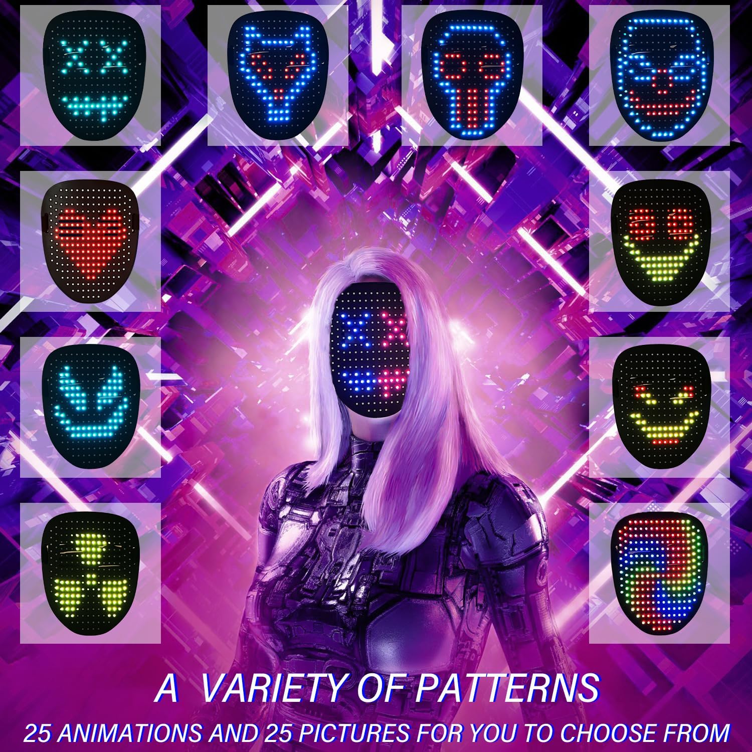 Depointer Life LED Mask Light up Masks With Gesture Sensing, Cool Toys Masks Teen Boys Gifts for Halloween Christmas Birthday