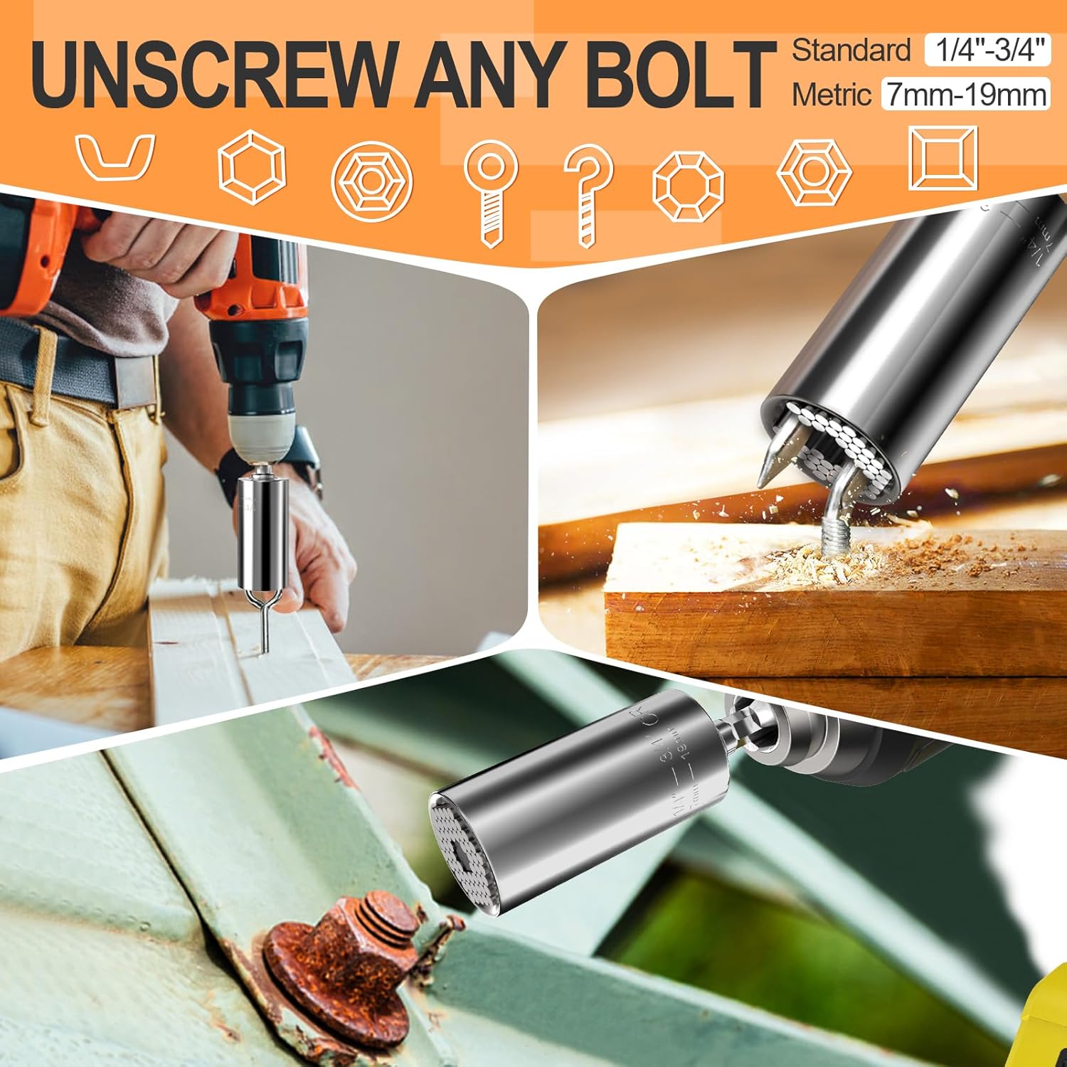 Valentines Day Gifts for Him Husband Her Boyfriend Super Universal Socket Tools Gifts for Men, Grip Set with Power Drill Adapter Cool Stuff Gadgets Ideas Gifts for Dad Valentines Day Gifts Basket