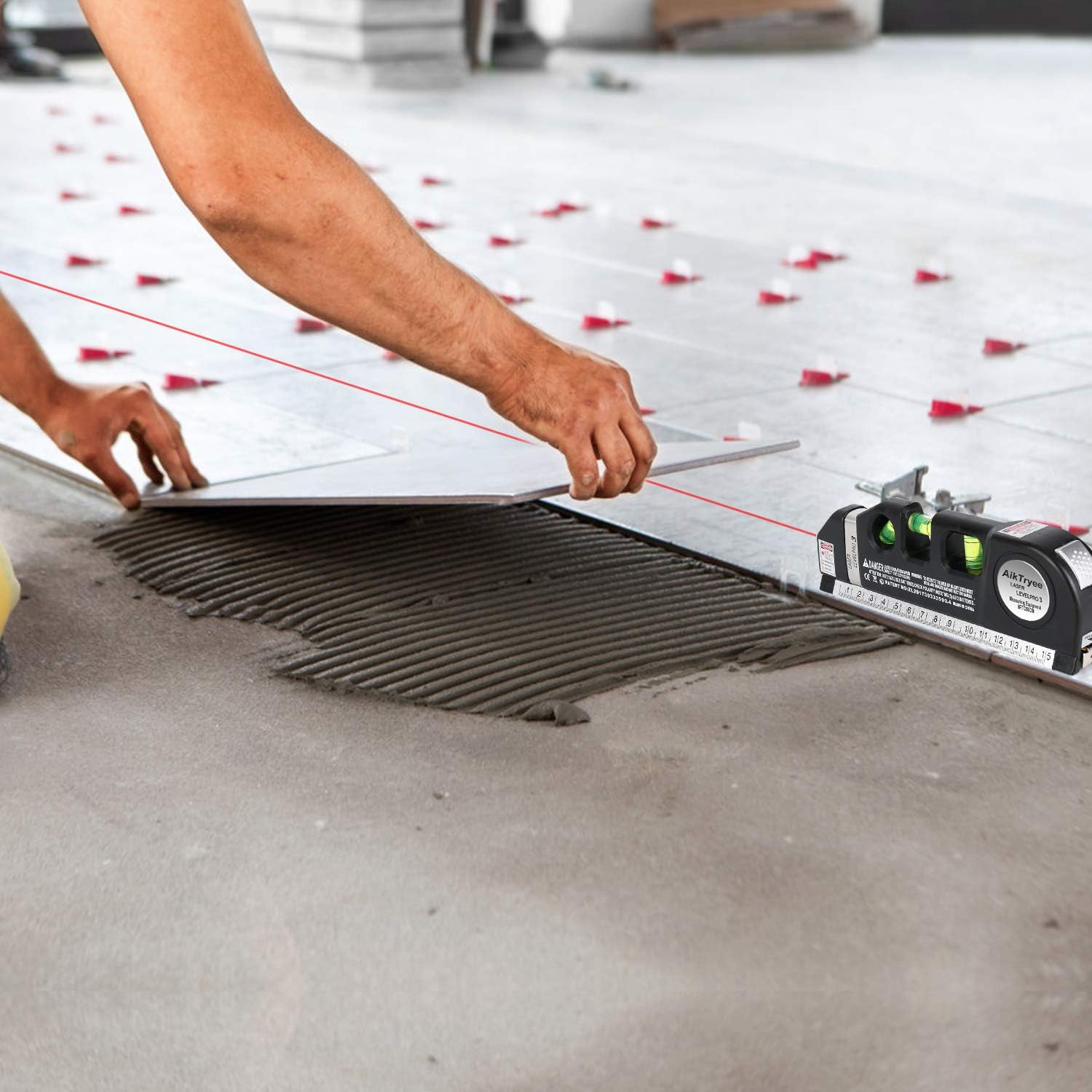 Laser Level Line Tool, Multipurpose Laser Level Kit Standard Cross Line Laser leveler Beam Tool with Metric Rulers 8ft/2.5M for Picture Hanging cabinets Tile Walls by AikTryee. - Image 5