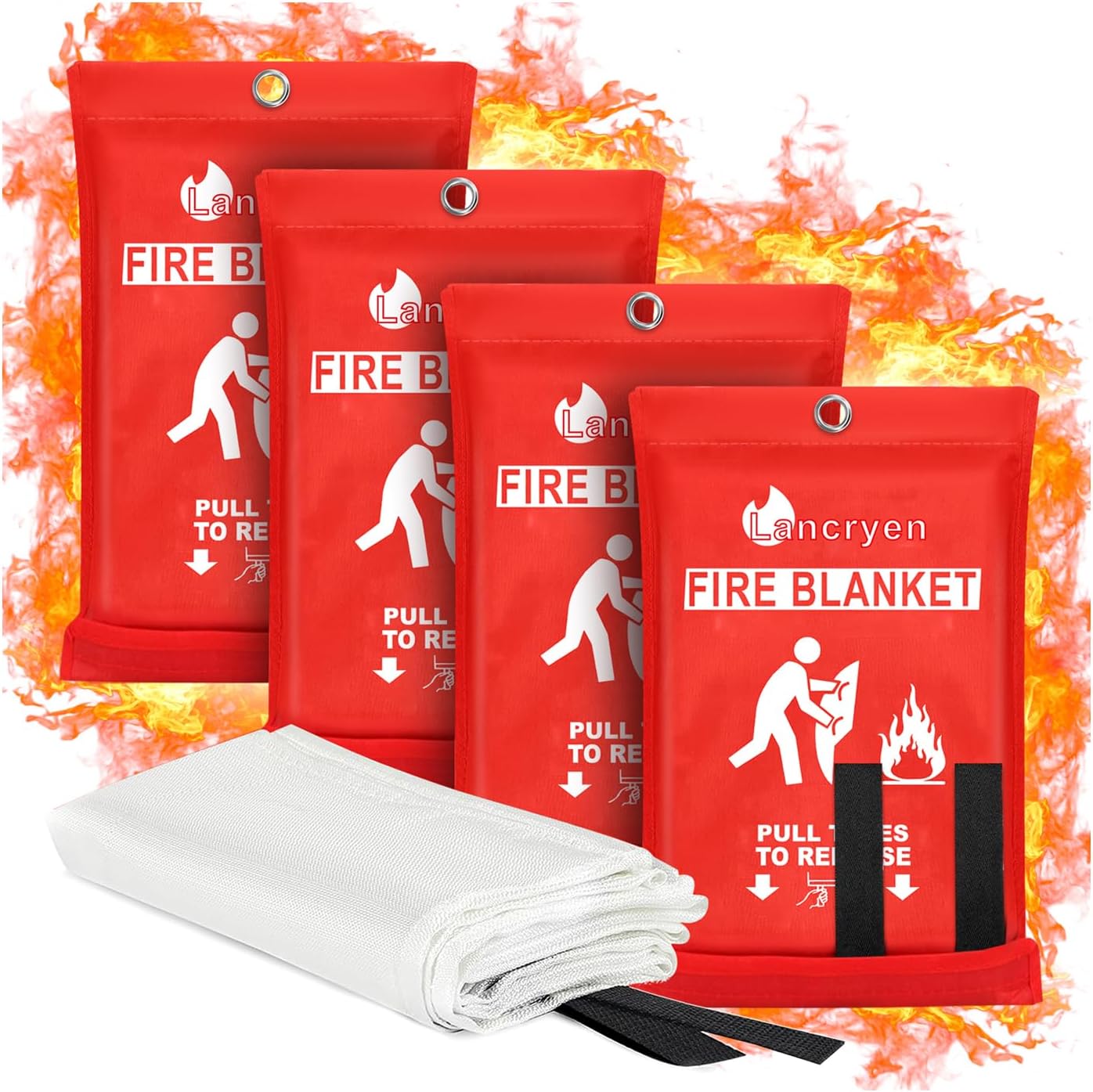 Lancryen Emergency Fire Blanket, Fire Extinguisher Blanket, Fire Suppression Fabric, Flame Retardant Towel Fire Safety Cloth for Home, Kitchen, School, Grill, Car, Office, Warehouse(40u201D x 40u201D) - Image 7