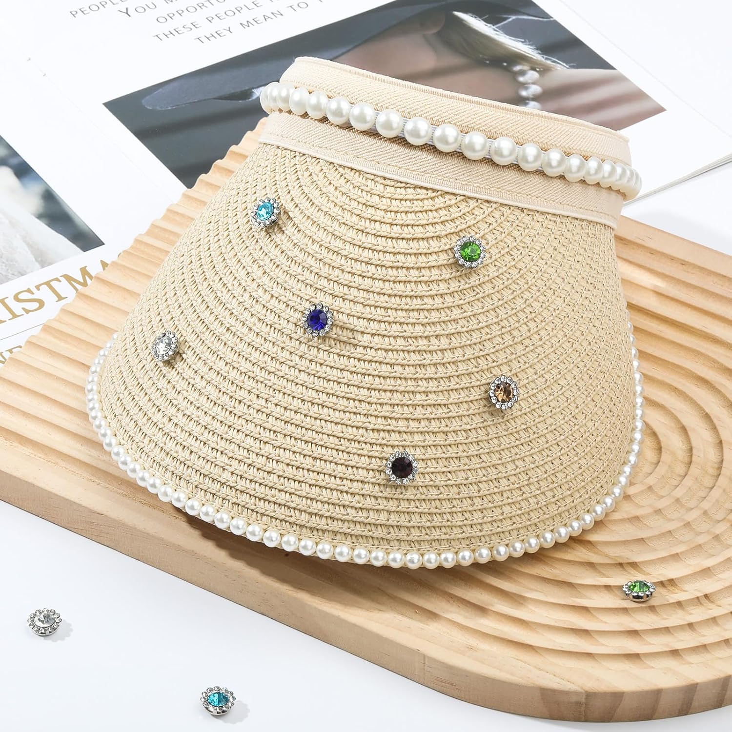 Godonswal140Pcs Sew on Flower Claw Rhinestones 0.47 Inch - Sparkling Crystal Glass Gems for Bedazzling Clothing, Shoes, Bags, Wedding Dresses, Hats & DIY Craft Embellishments (White)