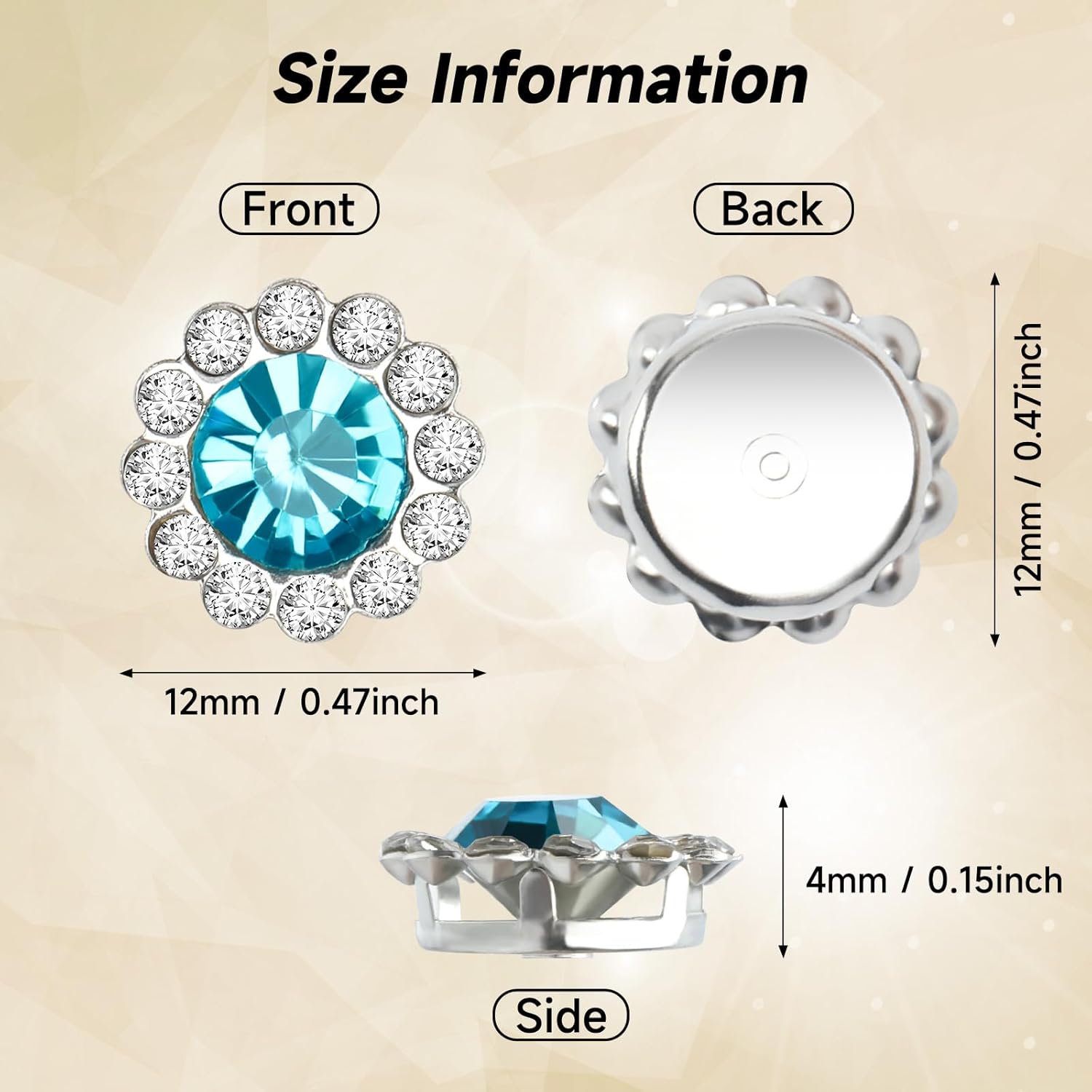 Alternative view of Godonswal140Pcs Sew on Flower Claw Rhinestones 0.47 Inch - Sparkling Crystal Glass Gems for Bedazzling Clothing, Shoes, Bags, Wedding Dresses, Hats & DIY Craft Embellishments (White)