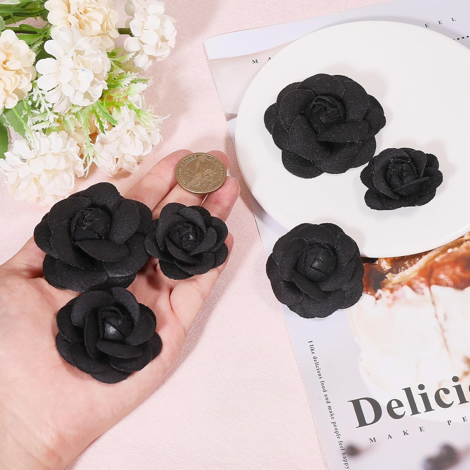 Alternative view of Coopay 120 Pieces Felt Flowers Fabric Flower Embellishments Assorted Colors for DIY Crafts