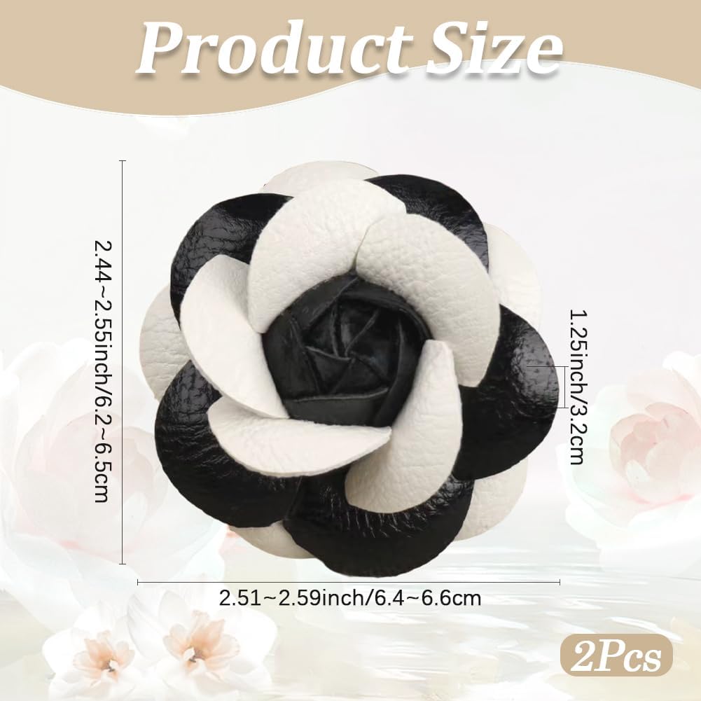 Alternative view of CALFOVERA 2PCS PU Leather Rose Flower Shoe Decoration Charms Red Leather Floral Sandals Embellishments Elegant Shoe Clips Camellia Hairpin Brooches Bag Charm for Lady Bridal Women Hat Dress Clothes