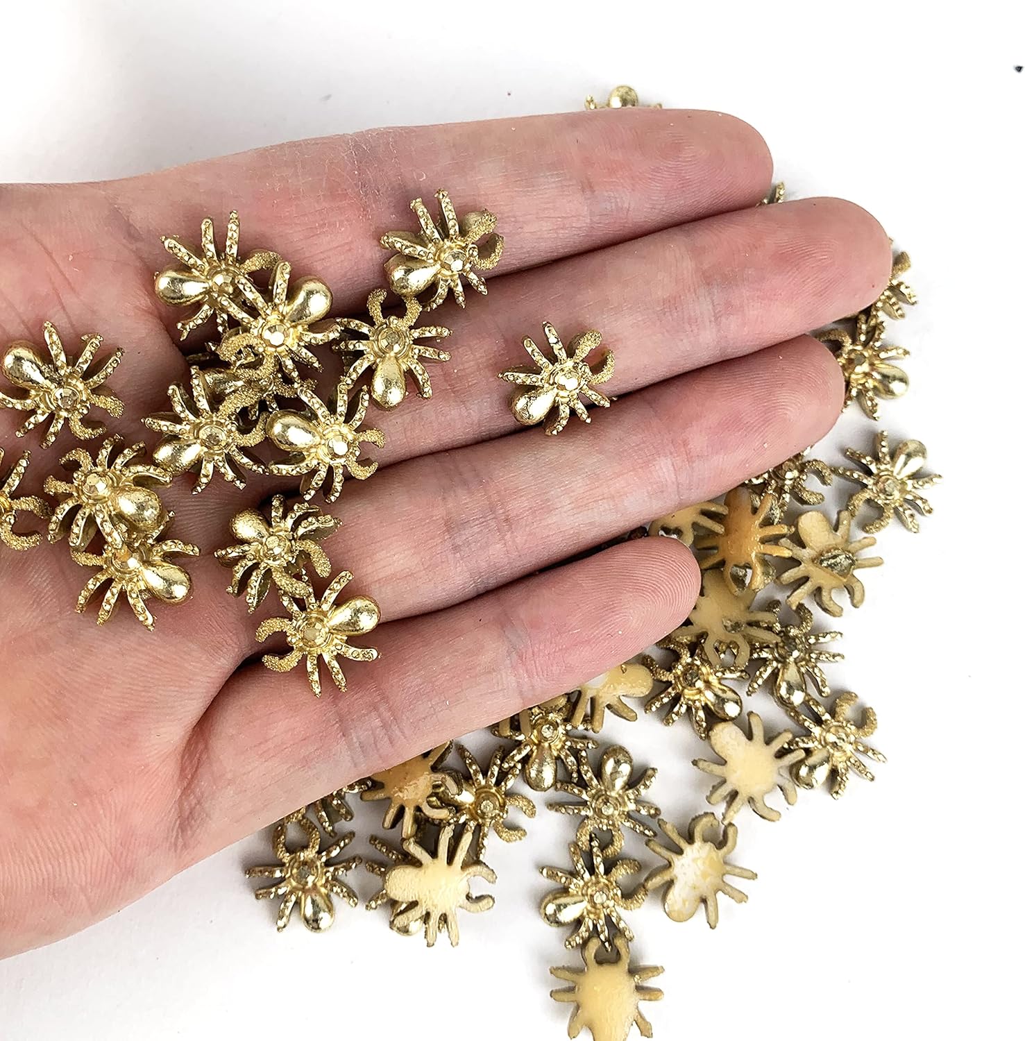 Alternative view of Worlds 60PC Halloween Gold Spider Resin Flatback for Scrapbooking Decorations Embellishment DIY Craft Making Charms 13mm