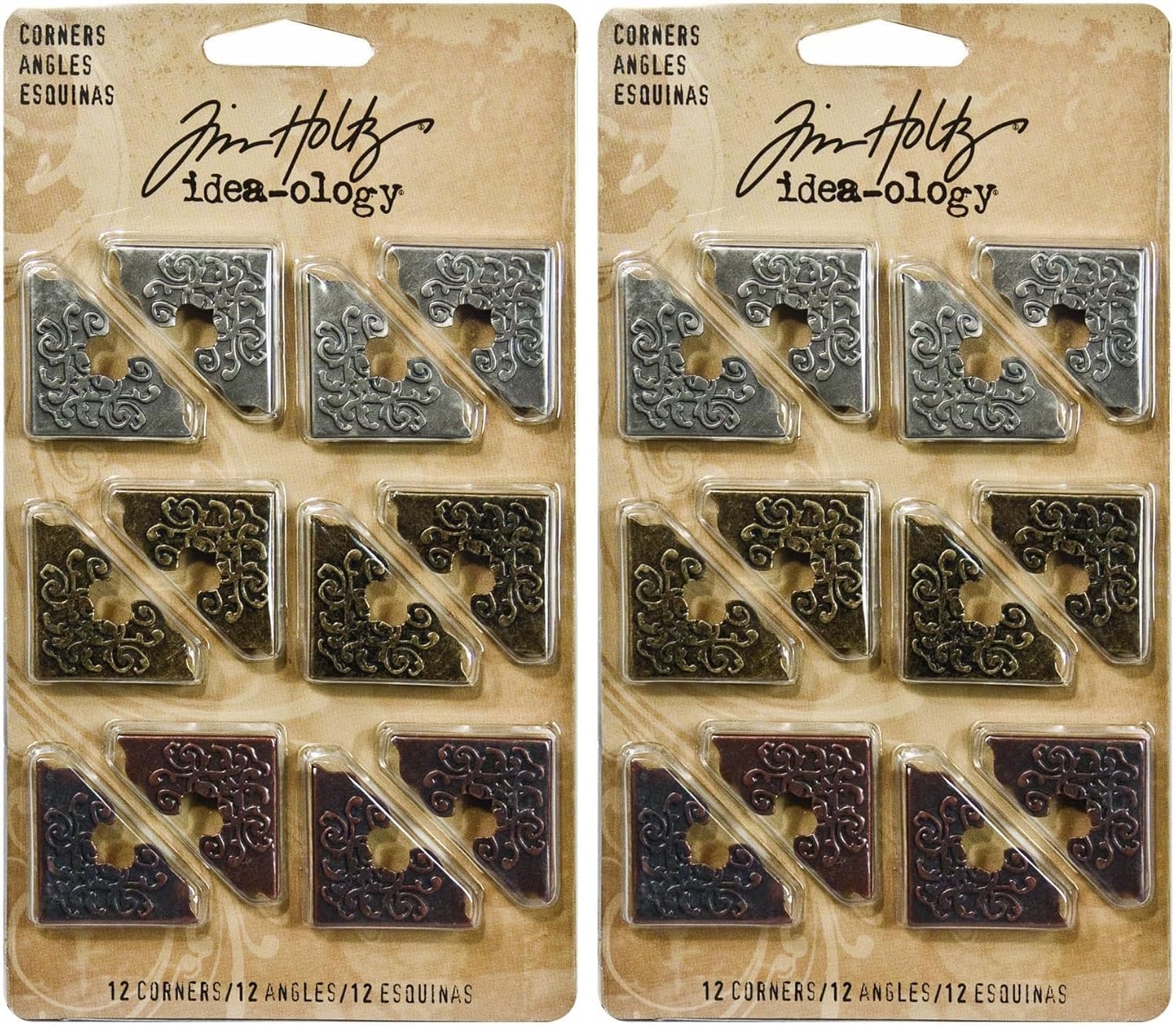 Alternative view of Tim Holtz Metal Corners, 12 per pack, 1 Inch, Antique Finishes, TH92789