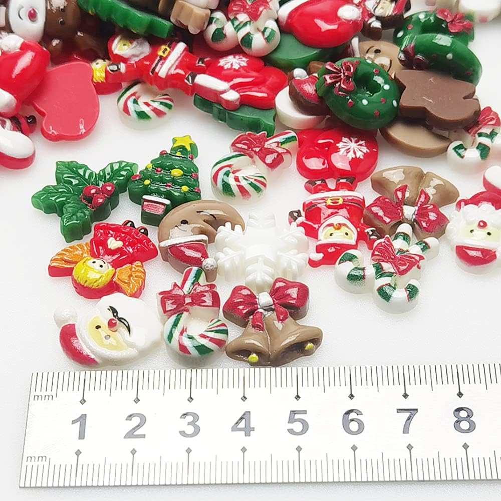 Alternative view of LibiIine 100pcs Mix Lots Flatback Resin Buttons Flat Back Scrapbooking Resin Flatback Craft (Christmas Lots)