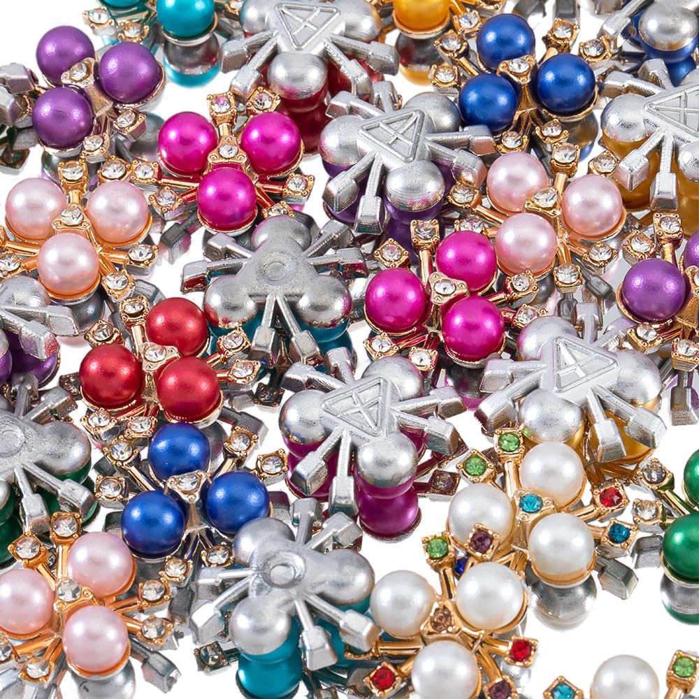 30PCS 21mm Flower Pearl Glass Rhinestone Shiny Crystals Gems Jewelry Stones, Flatback Gemstone for Crafts Clothes Hair DIY Wedding Making Decoration Accessories(00 Mixed Color)