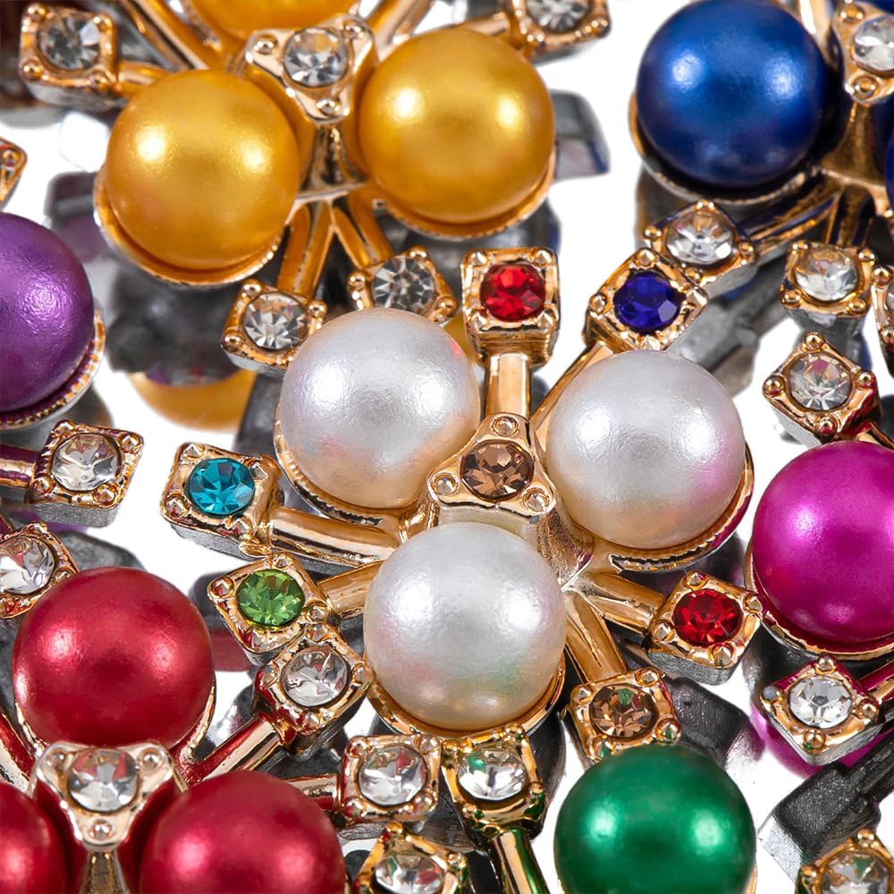 Alternative view of 30PCS 21mm Flower Pearl Glass Rhinestone Shiny Crystals Gems Jewelry Stones, Flatback Gemstone for Crafts Clothes Hair DIY Wedding Making Decoration Accessories(00 Mixed Color)