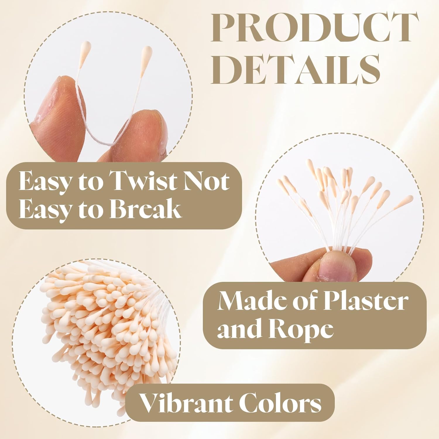 Alternative view of Winsyison 400pcs Double Heads Stamens for Flower Making, 2mm Handmade Pearl Pistil Stamens Sticks, Artificial Pearl Pistil Flower Sticks Embellishments for Wedding DIY Crafts- White & Yellow