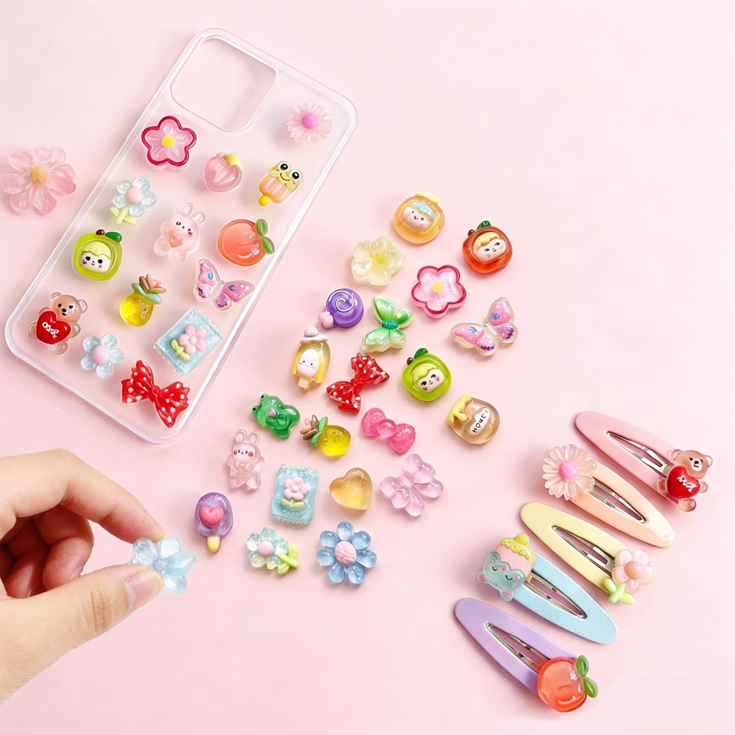 120PCS Mixed Colors Slime Charms Cute Flatback Random Resin Charms Bulk, Slime Accessories Embellishments for Phone Junk Cases, Scrapbooking, Hair Clips & DIY Craft Decoration(Mixed Colors)