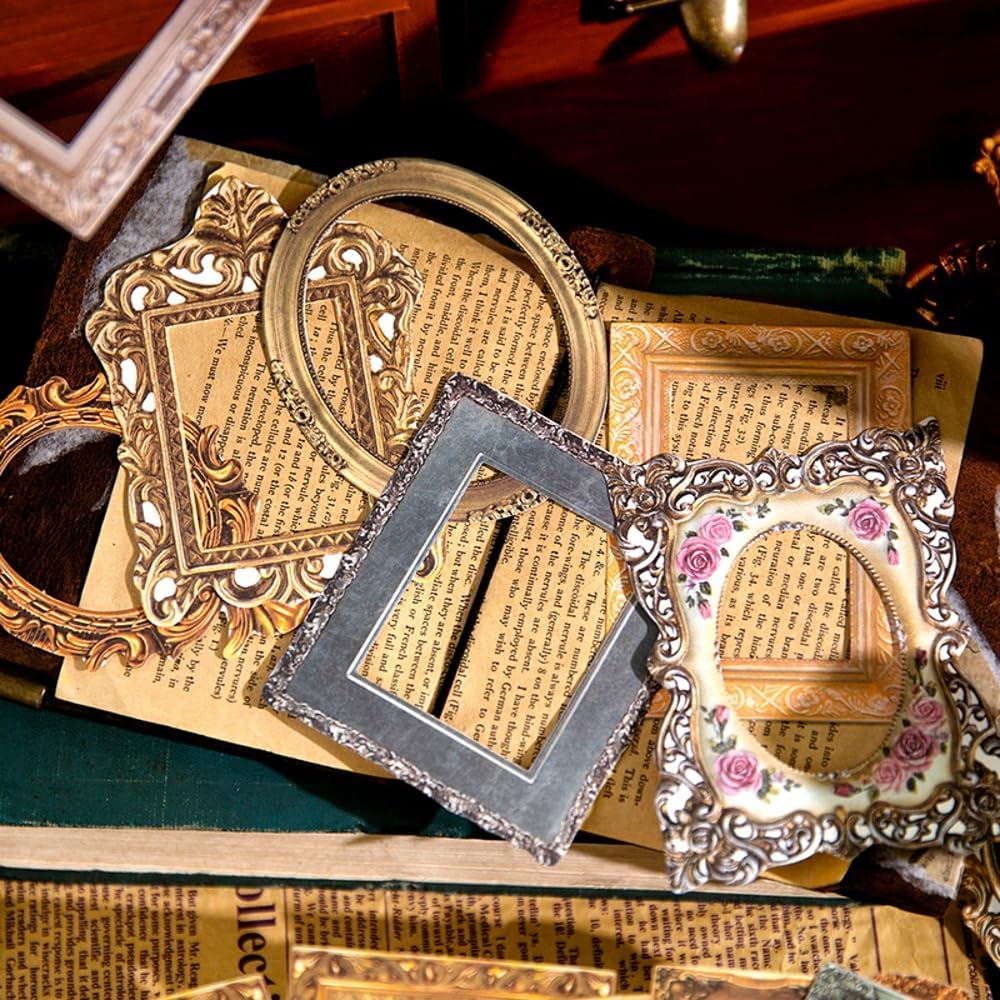 Obujopal 30Pcs Vintage Scrapbook Paper Photo Frame for Scrapbooking Junk Journal Collage Diary Embellishment DIY Photo Album DIY Craft Decoration, 10 Patterns (YSDC1)