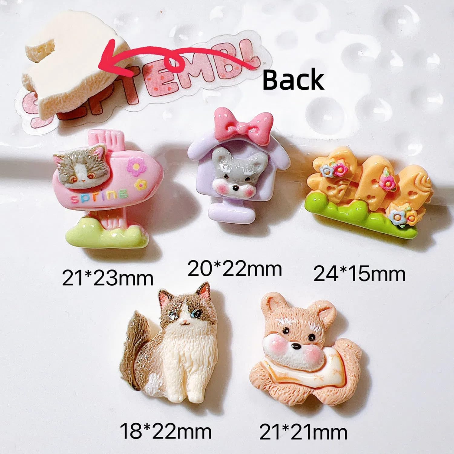 Alternative view of Cat Resin Embellishments, 30 Pieces Kitty Puppy Design Resin Flatbacks for DIY Handicraft, Phone Case,Scrapbooking (Pink)