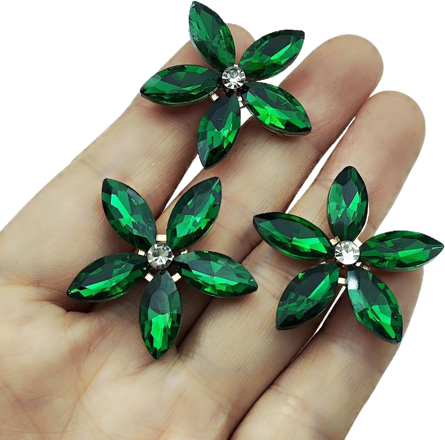 YOOGCORETT 10pcs Pearl Rhinestone Flat Back Embellishments Sew On Buttons Flower Buttons for DIY Craft, Bags Shoes Dress Decoration, 28 x 25mm, Silvery - Image 6