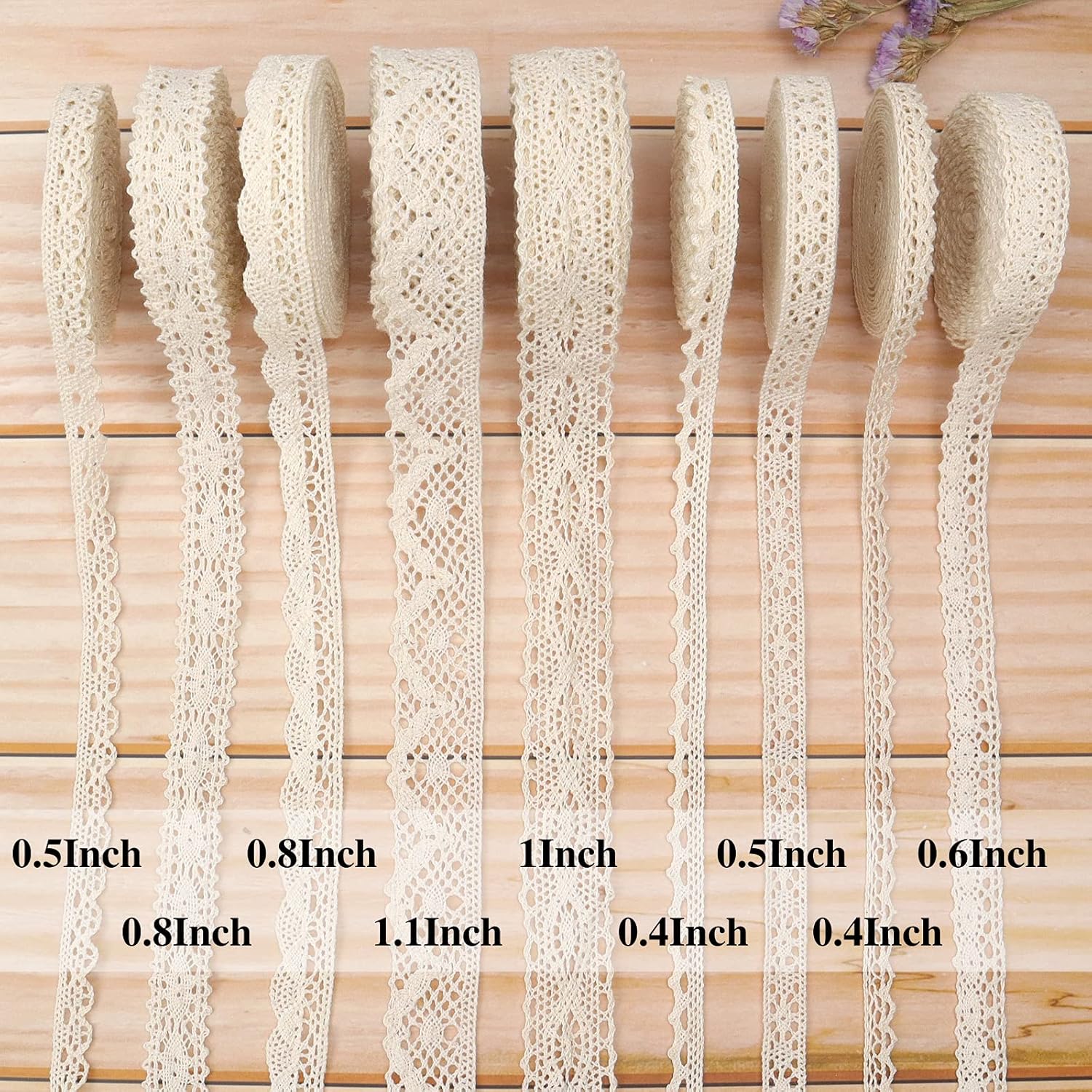 Alternative view of ZNZAKKA 54 Yards Beige Lace Ribbon Vintage Sewing Crochet Ribbon Trimming for DIY Scrapbooking Wedding Crafts Supply (Beige)