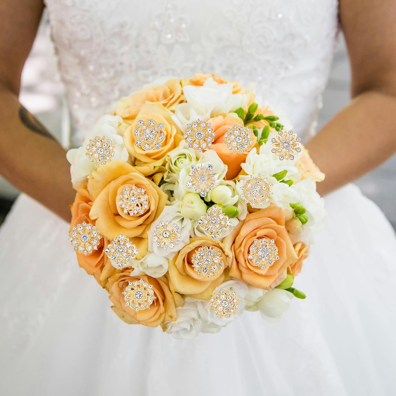 Alternative view of MEEDOZ Assorted Small Size Crystal Rhinestone Flower Brooch Pins Set for Crafts Embellishment, Wedding Bouquet Brooches for Women Fashion