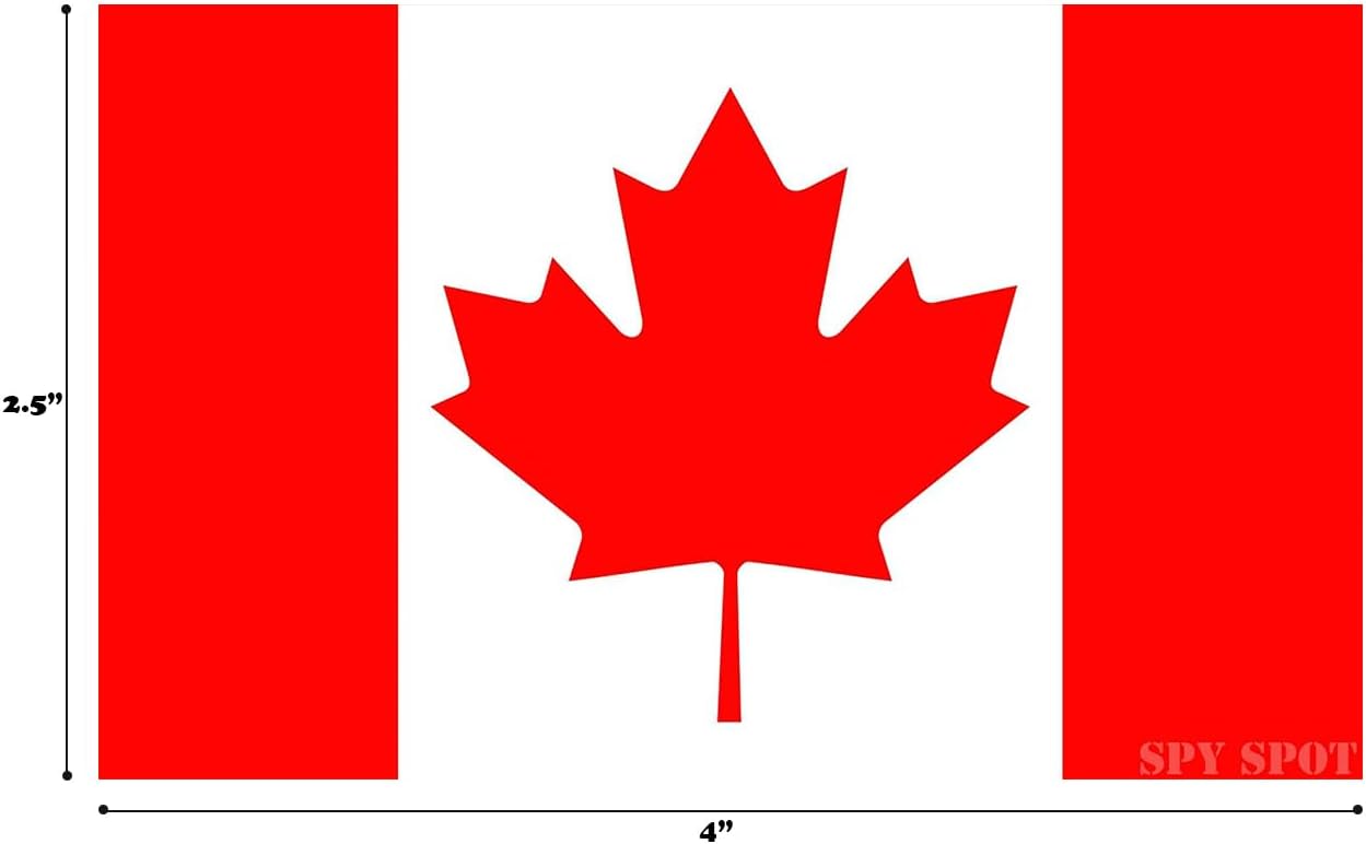 Canada National Flag Stickers | Set of 4 | 4" x 2.5" | Vinyl Decals Canadian Flag Weatherproof UV Resistant Stickers Spy Spot