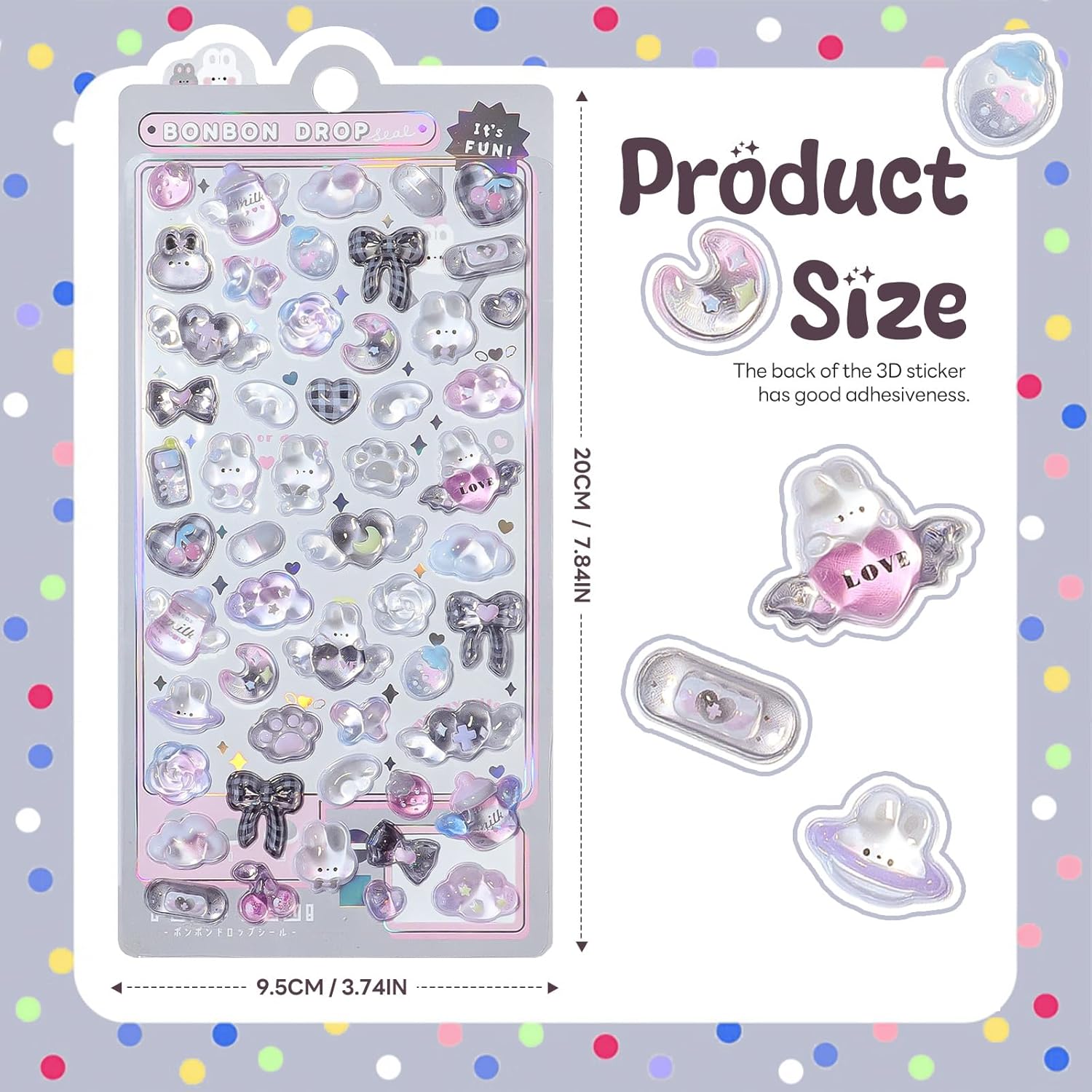 BYETOCE 3D Thick Puffy Stickers Cartoon Cute Black and White Bow Soft Stickers Tiny Reusable Fuzzy Patch for Scrapbooks Planner Journals Laptops Phone Case DIY