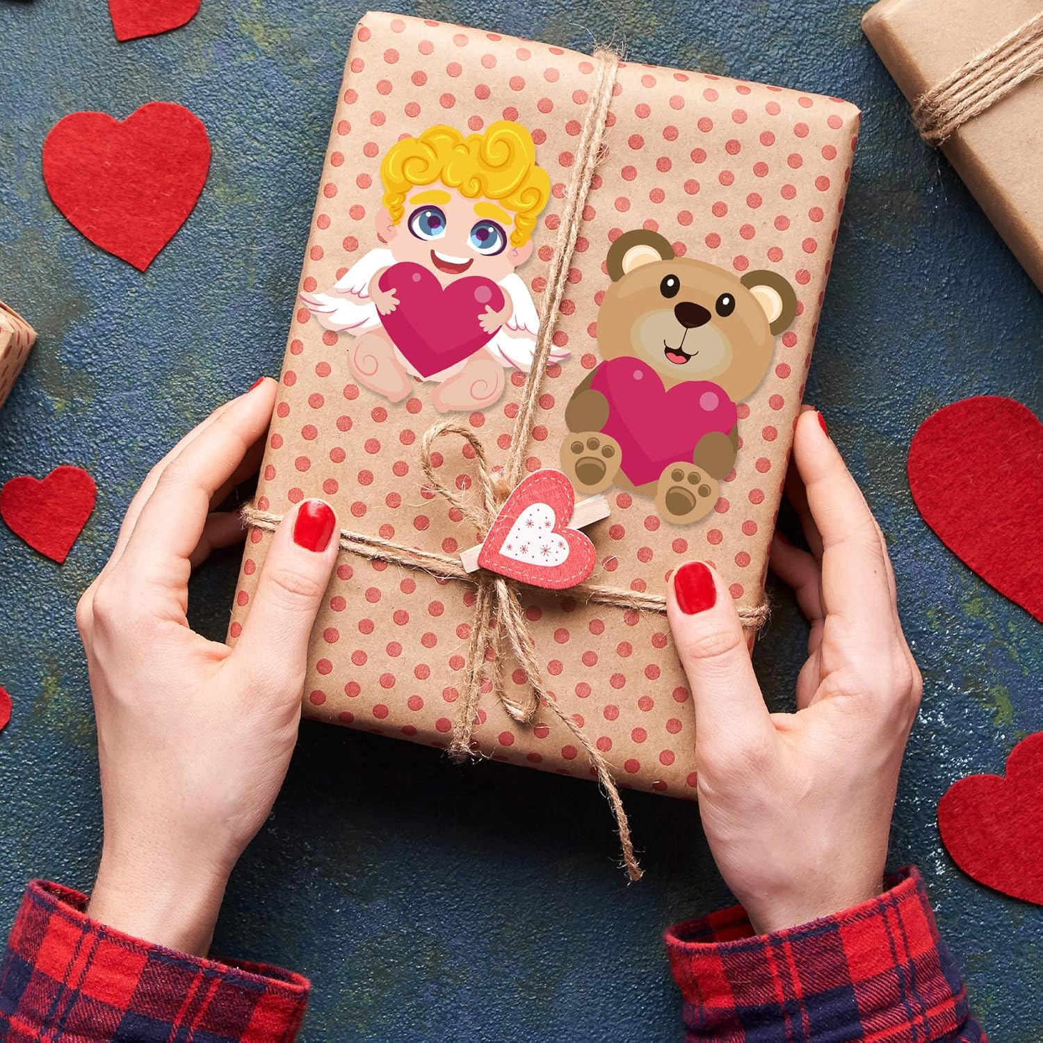 Joy Bang Valentines Stickers for Kids, 30 Sheets Love Heart Stickers Valentine Angel Face Stickers Valentines Day Crafts Games Activities for Kids Party Favors Supplies Gifts