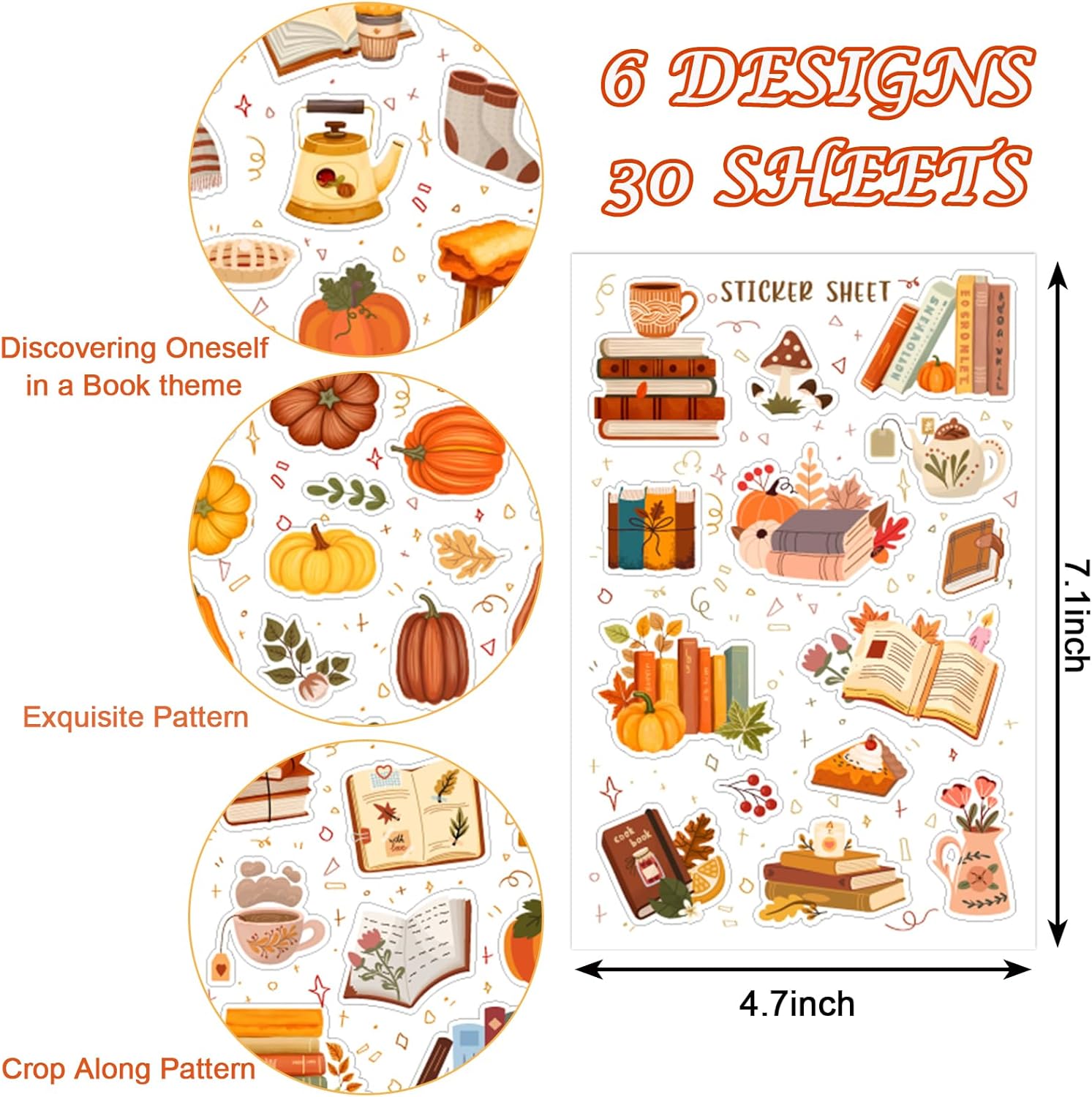 Alternative view of Whaline 30 Sheet Fall Scrapbook Stickers Book Pumpkin Leaves Journal Decals for Autumn Thanksgiving Laptop Water Bottle Decoration Supplies