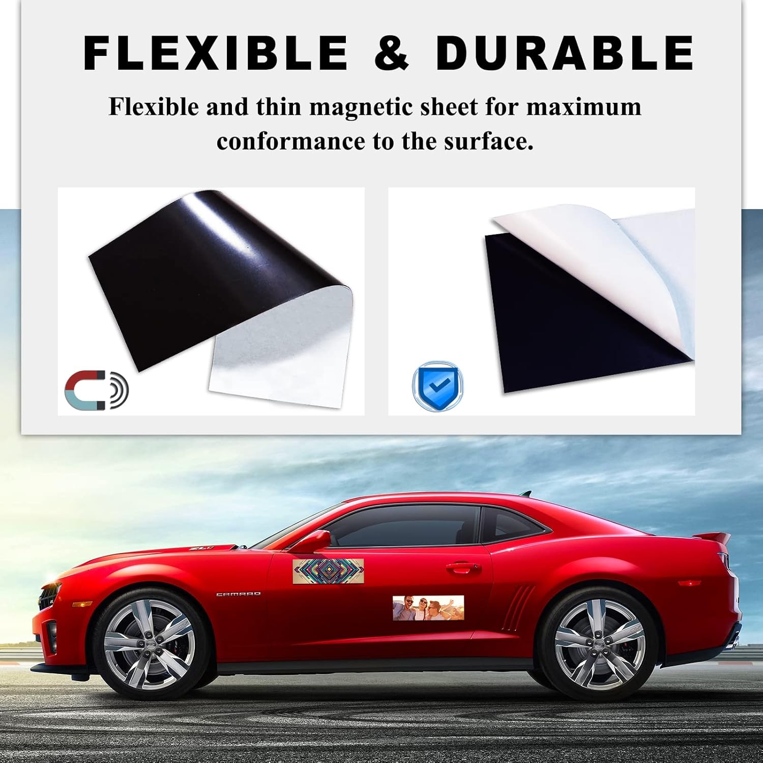 Alternative view of 4 Pack 12" X 4" Bumper Sticker Magnets with Self Adhesive Flexible Magnetic Bumper Stickers, Turn Any Decal Into a Strong Magnet, Easy to Cut White