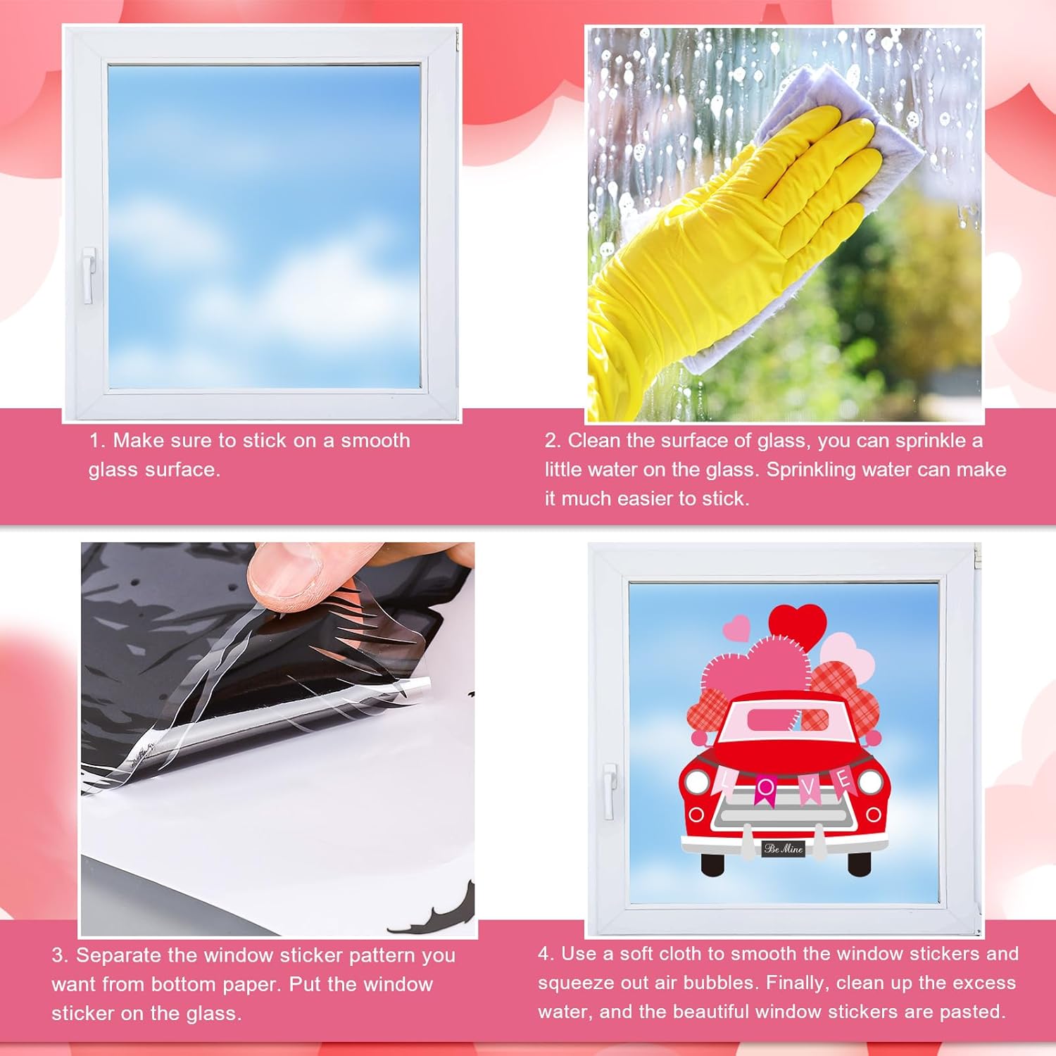 Alternative view of Whaline 9 Sheets Valentine's Day Cartoon Window Cling Stickers Red Pink Love Heart Cake Gnome Reusable Window Decals for Wedding Anniversary Party Home Office Classroom Decoration