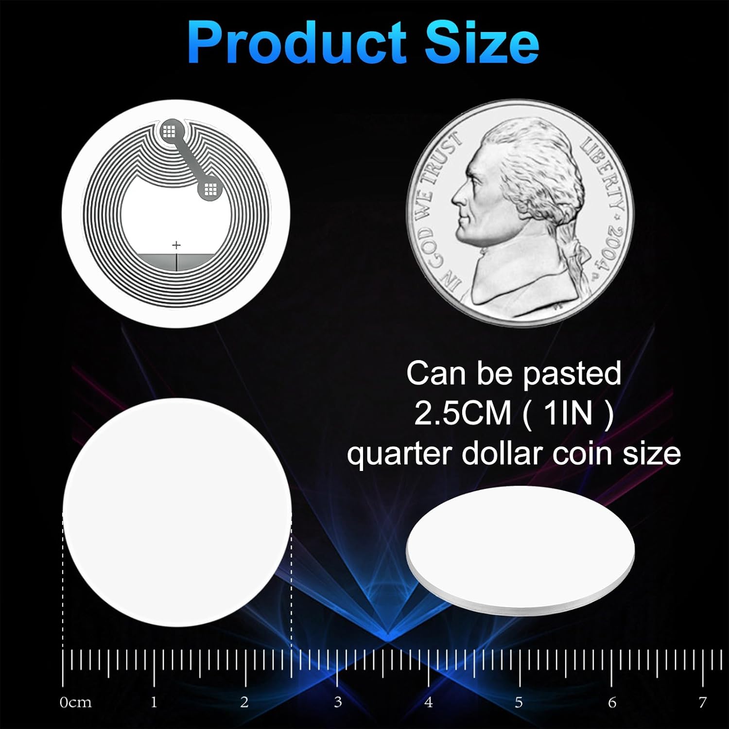 60Pcs NFC Tags Adhesive NFC Stickers Chip Rewritable Ntag 215 NFC Tags 504 Bytes Compatible with TagMo and Amiibo and NFC Enabled Mobile Phones Devices