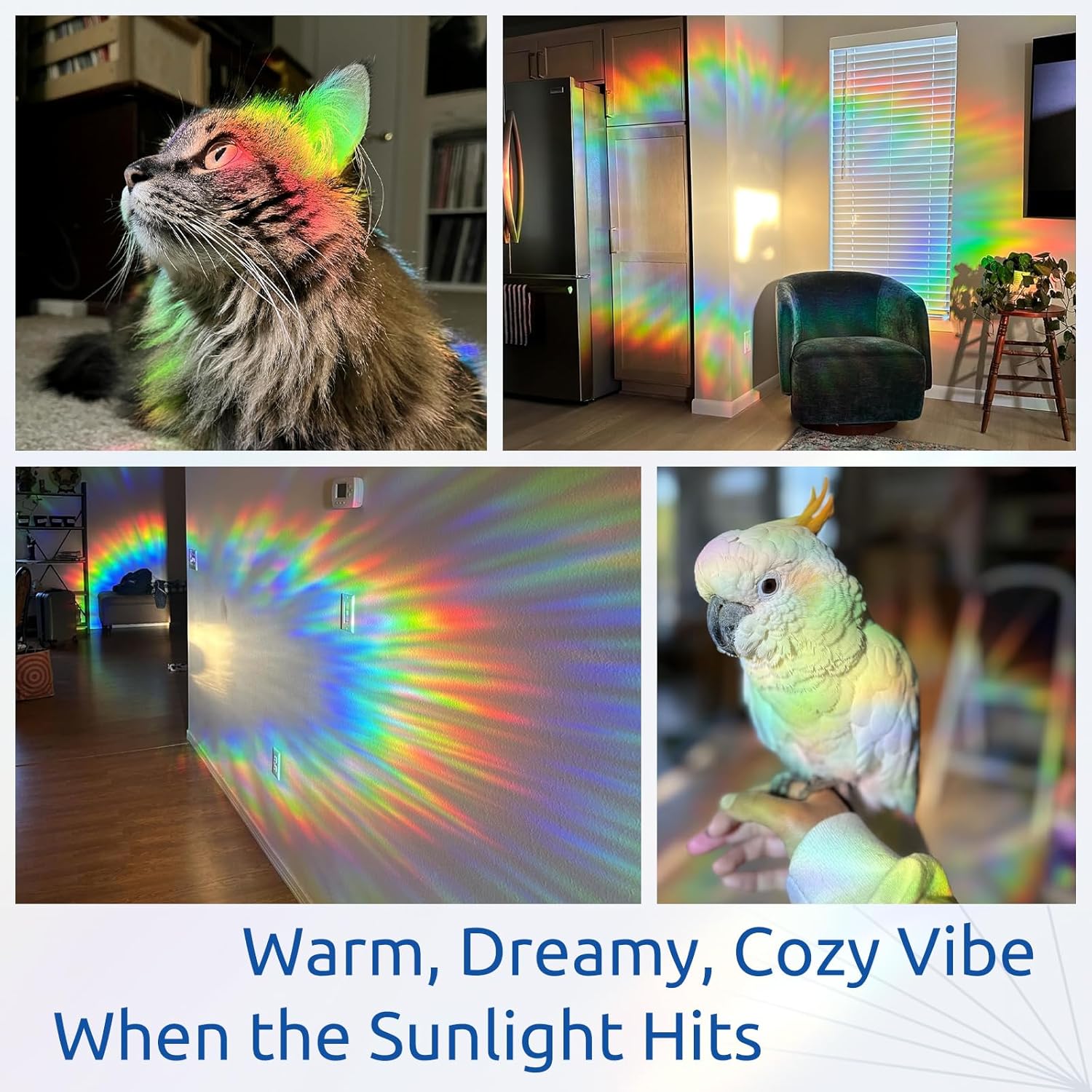 Alternative view of rabbitgoo Window Privacy Film Stained Glass Rainbow 3D Prism Decorative Iridescent Window Sticker Static Cling Suncatcher UV Protection for Home Heat Control, 17.5" x 78.7"