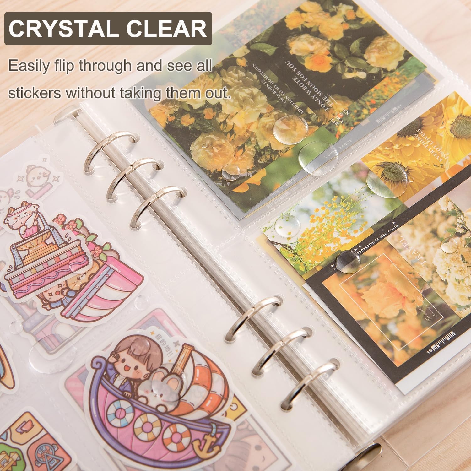 Alternative view of 1pcs A5 Sticker storage Album,sticker organization Collecting Book Binder sleeves for planner stickers organizers collector recipe cards (3 different sized pockets)