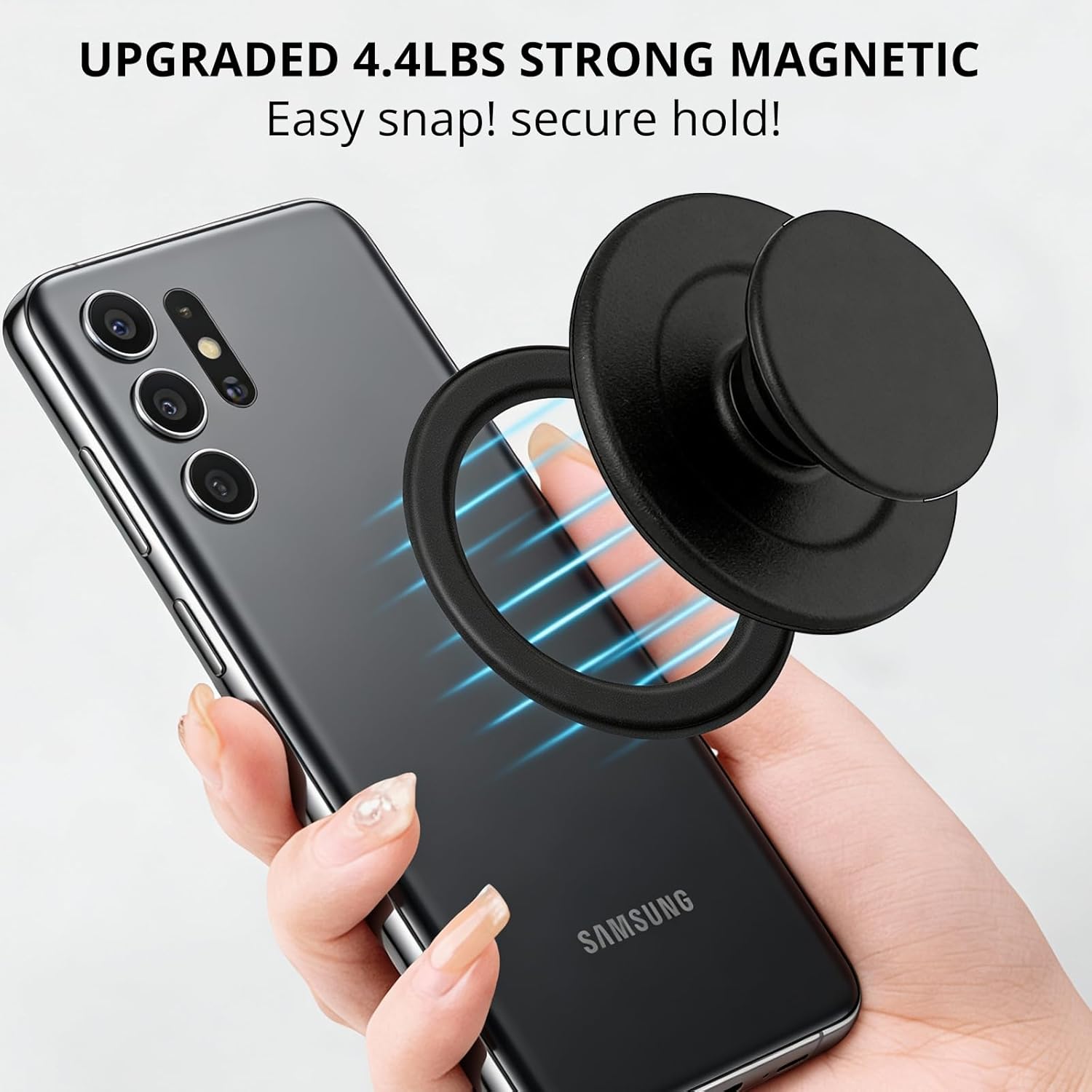 Alternative view of 2X Stronger for MagSafe Sticker, Magnetic Phone Mount, Magnets for Back of Phone, Sticky Base for PopSocket Kindle, Compatible with Most Case & All Phones (1, Black)