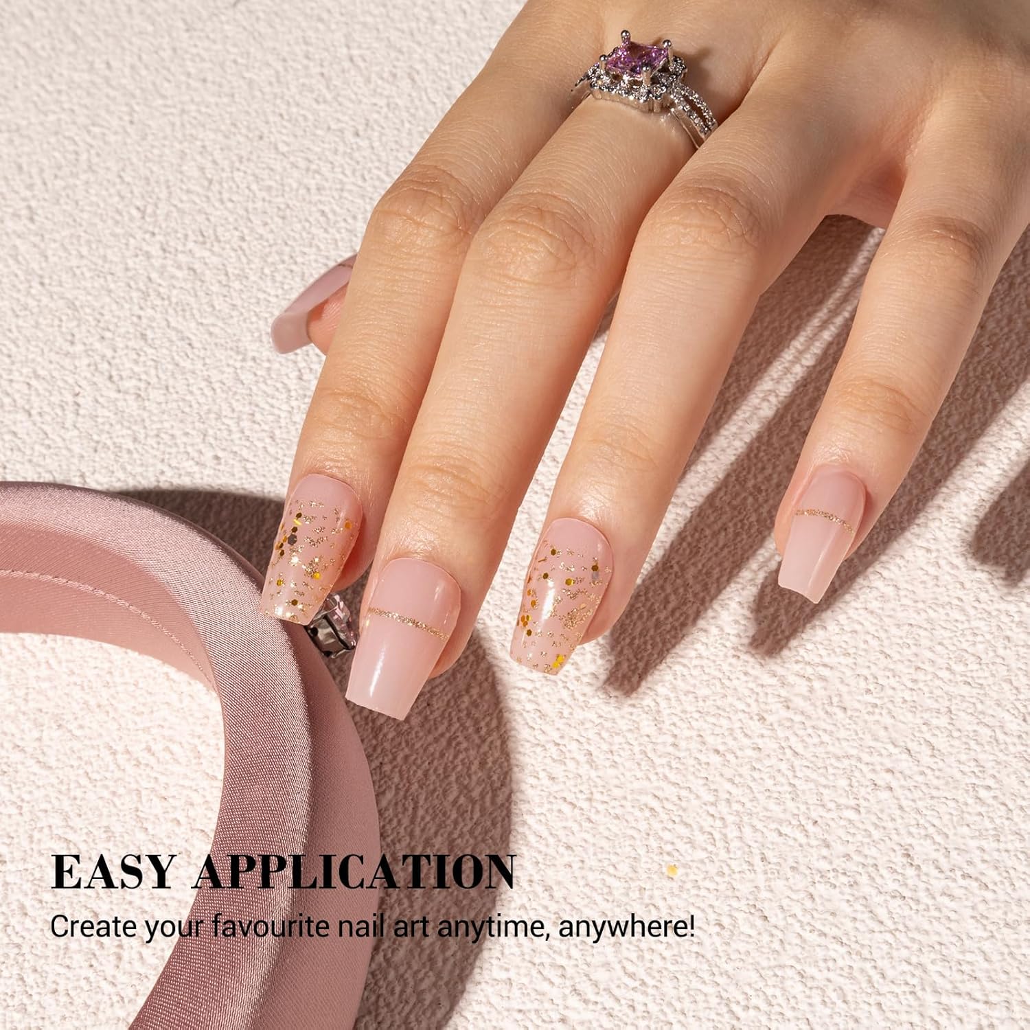 Alternative view of MelodySusie Semi Cured Gel Nail Strips (Glitter Pink)- Works with Nail lamp, Salon-Quality, Long Lasting, Easy to Apply & Remove - Includes 20pcs