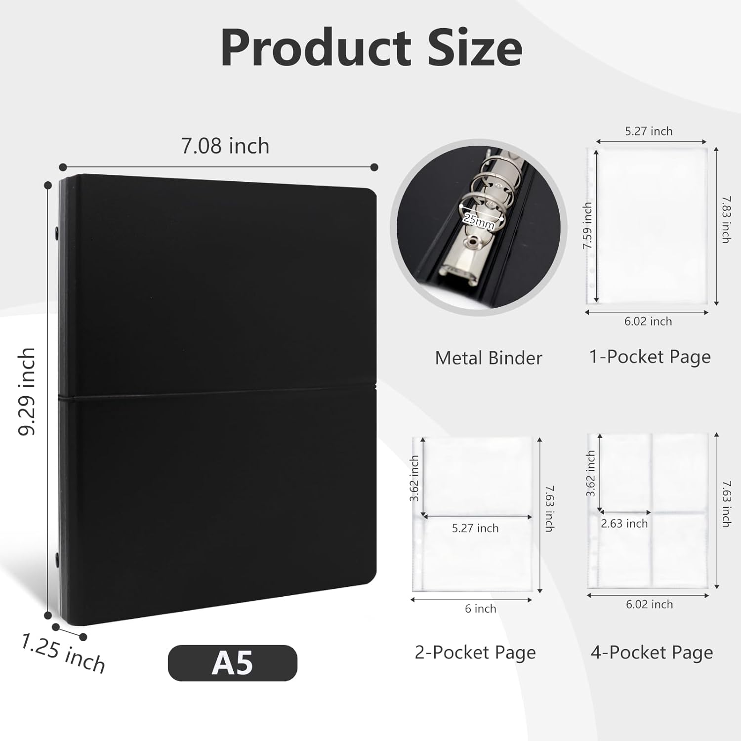 Dajino Sticker Organizer Binder Storage Book Collecting Album with Pocket Sheets and Hard Cover Layflat Design for Adult A5 Reusable Keeper Holder (BLACK)