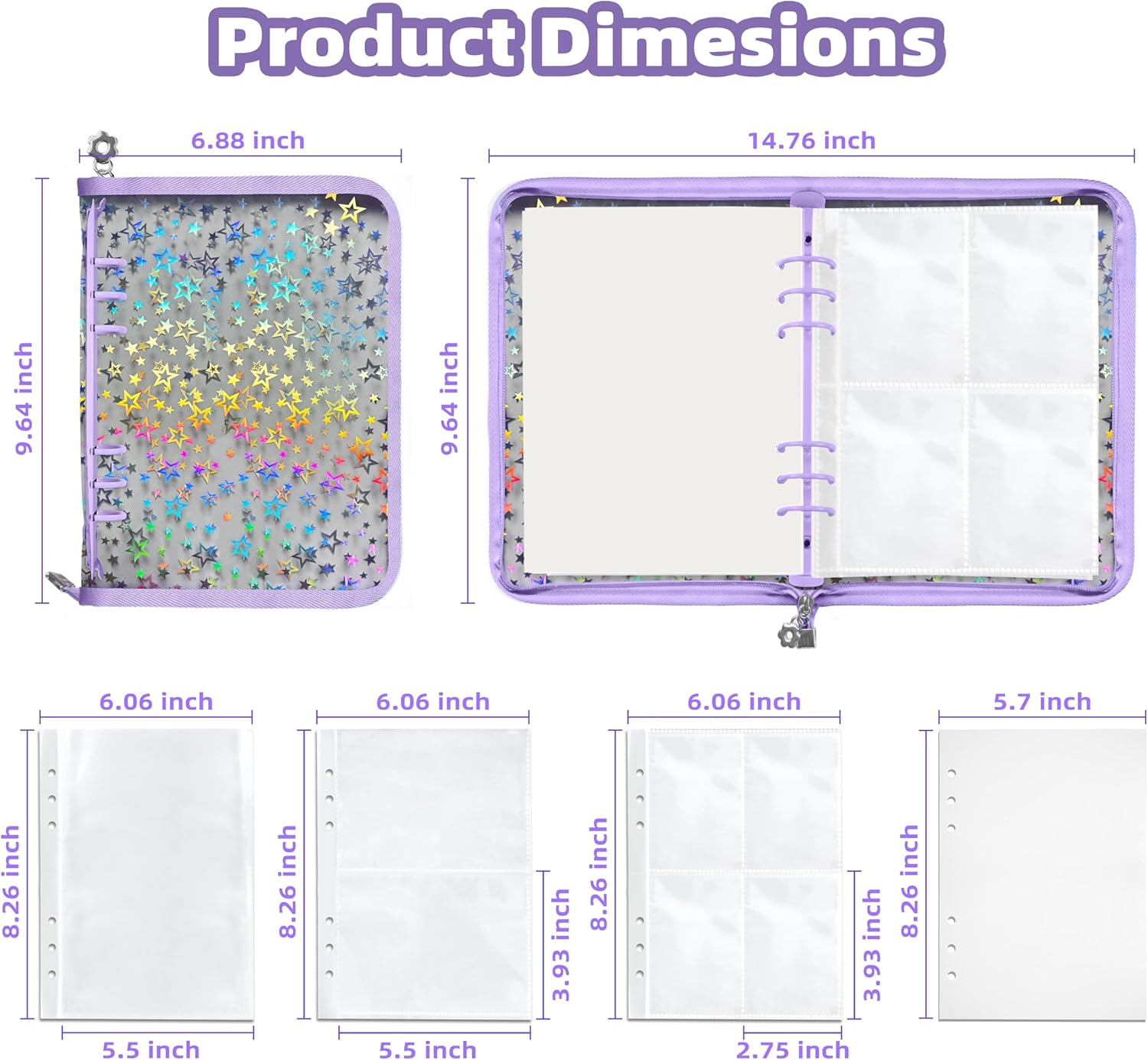 Mlife Sticker Storage Organizer, Sticker Organizer Binder Reusable Sticker Book Collecting Album A5 Sticker Collecting Book Sticker Album Holder with Blank Release Paper, Tweezer & Spatula(Purple)