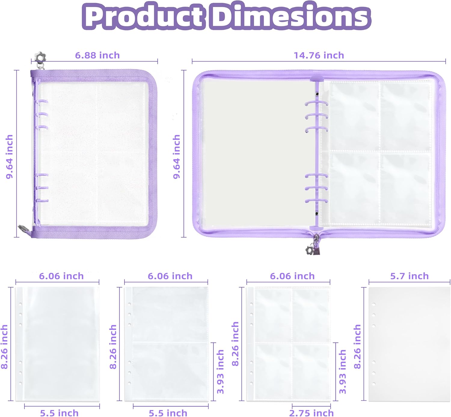 Mlife Sticker Organizer Binder Sticker Storage Organizer Reusable Sticker Book Collecting Album A5 Sticker Collecting Book Clear Sticker Binder Album with Blank Release Paper,Tweezer, Spatula (Purple)