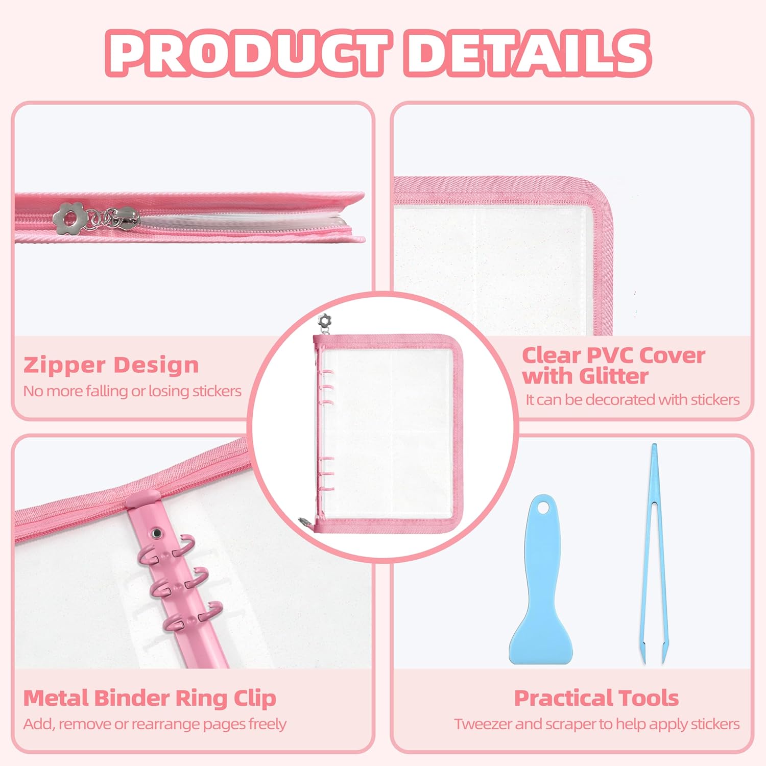 Alternative view of Mlife Sticker Organizer Binder Sticker Storage Organizer Reusable Sticker Book Collecting Album A5 Sticker Collecting Book Clear Sticker Binder Album with Blank Release Paper,Tweezer, Spatula (Purple)