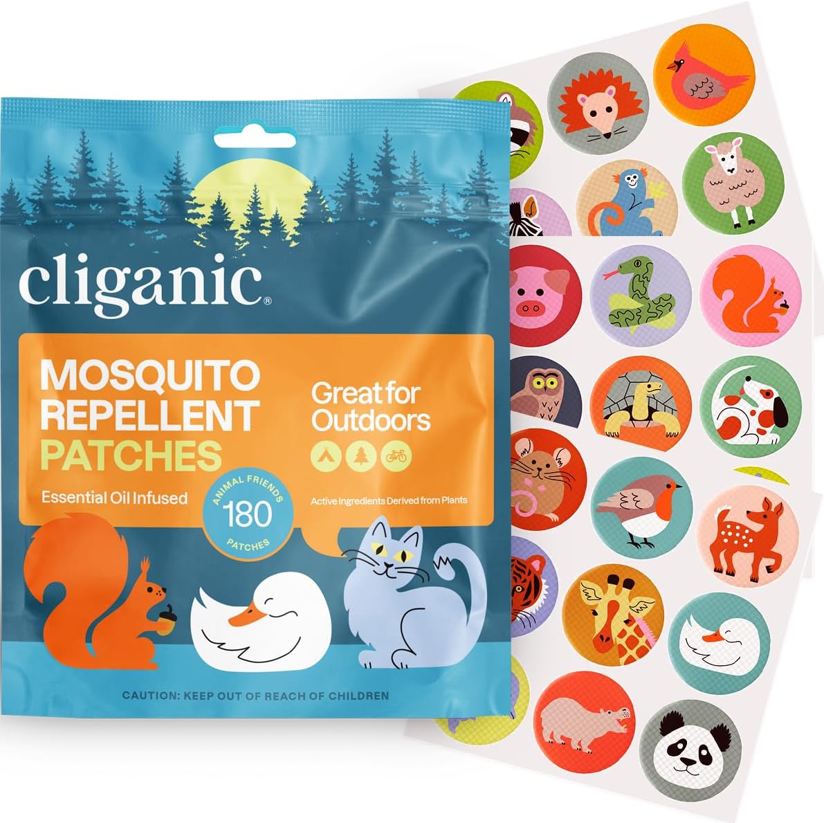 Cliganic Mosquito Repellent Stickers (90 Pack) - Animal Patches for Kids, Natural DEET-Free, Essential Oil Infused - Image 5