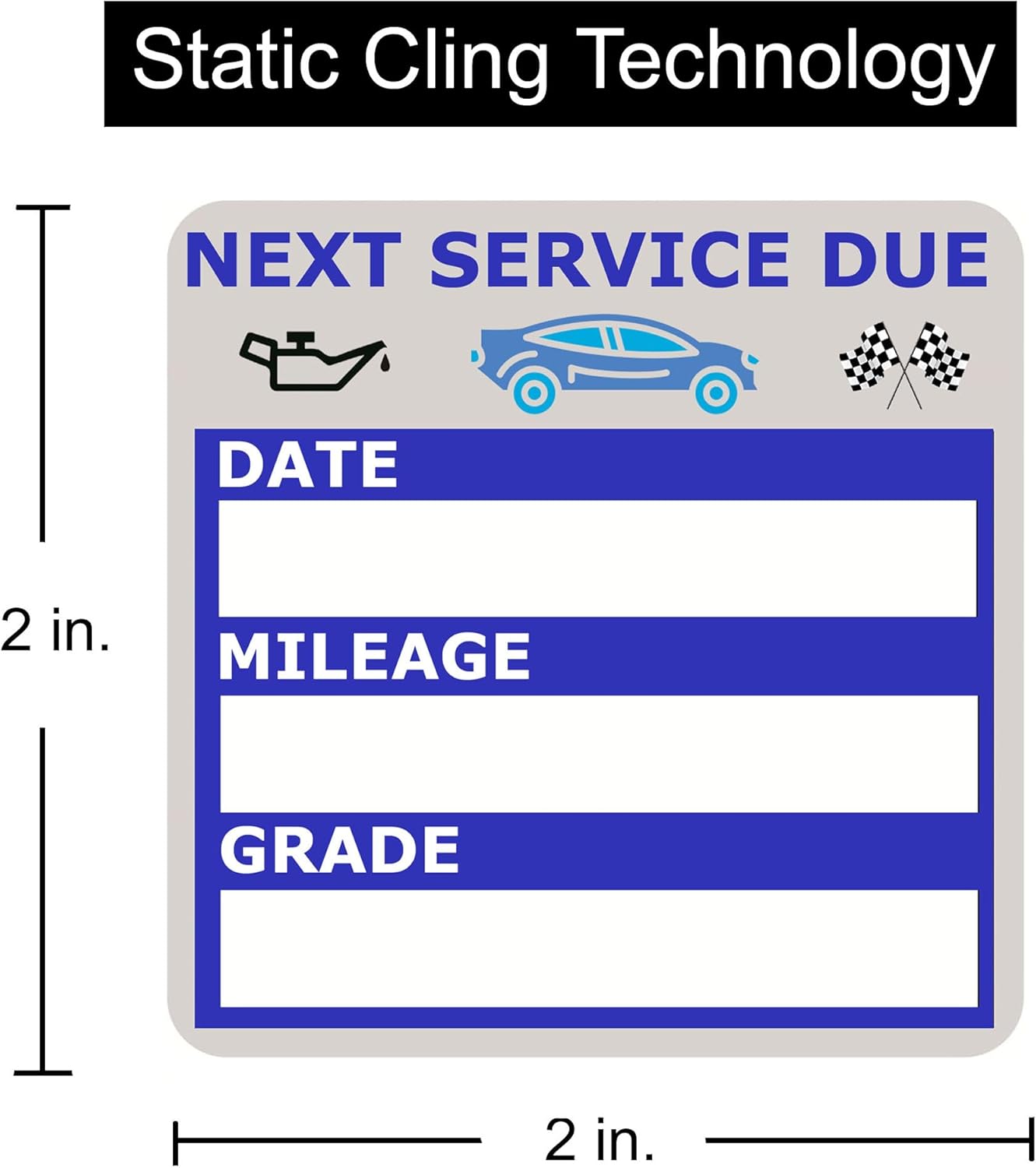 NOYOC Oil Change Stickers, Static Cling 120 Count 2x2 Inches Oil Change Reminder Sticker for Windshield, No Residue Clear Next Service Due Maintenance Labels for Car Auto Vehicle Window Decals (Blue)