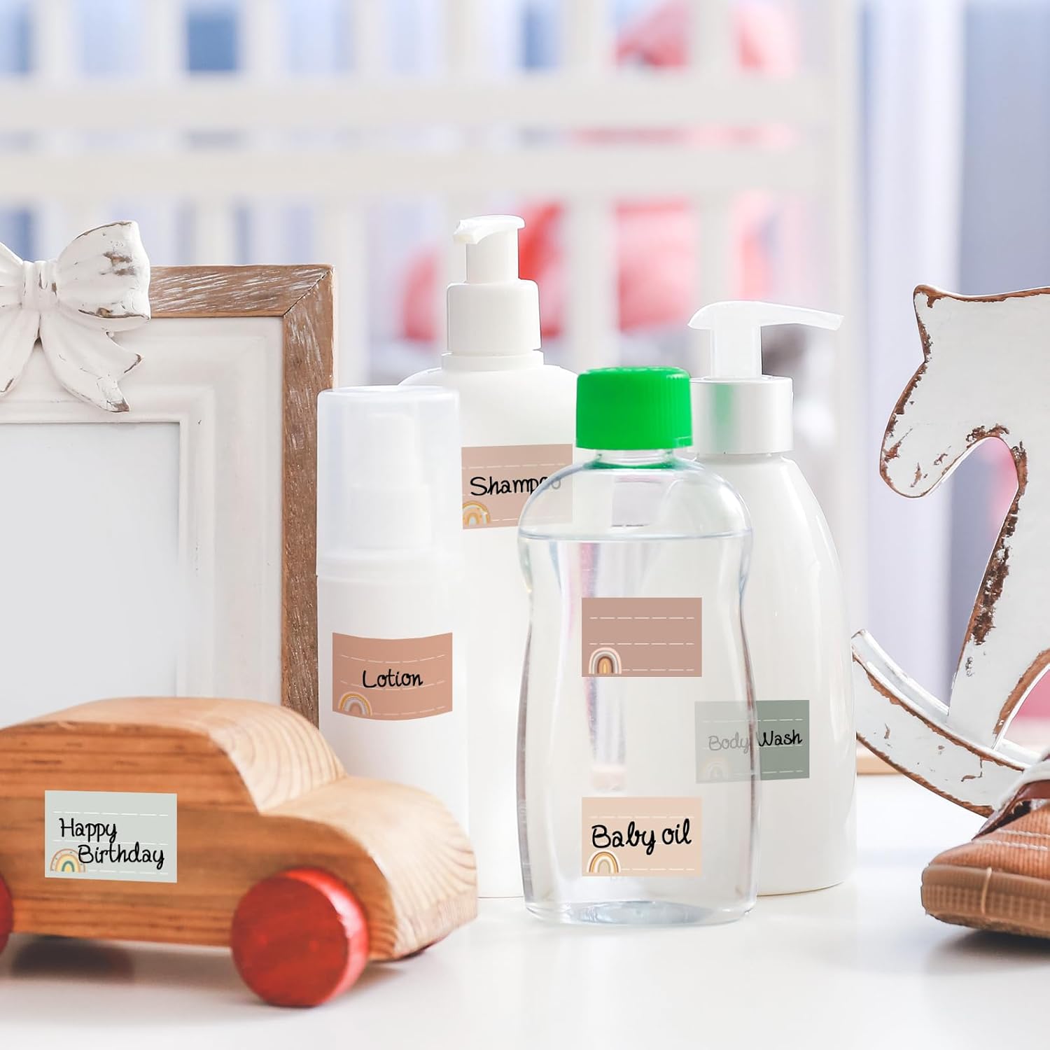 Whaline 400Pcs Back to School Name Tag Stickers Baby Bottle Labels for Daycare Pastel Boho Rainbow Self-Laminating Name Labels Colorful Rainbow Waterproof Write-On Stickers Adhesive School Supplies