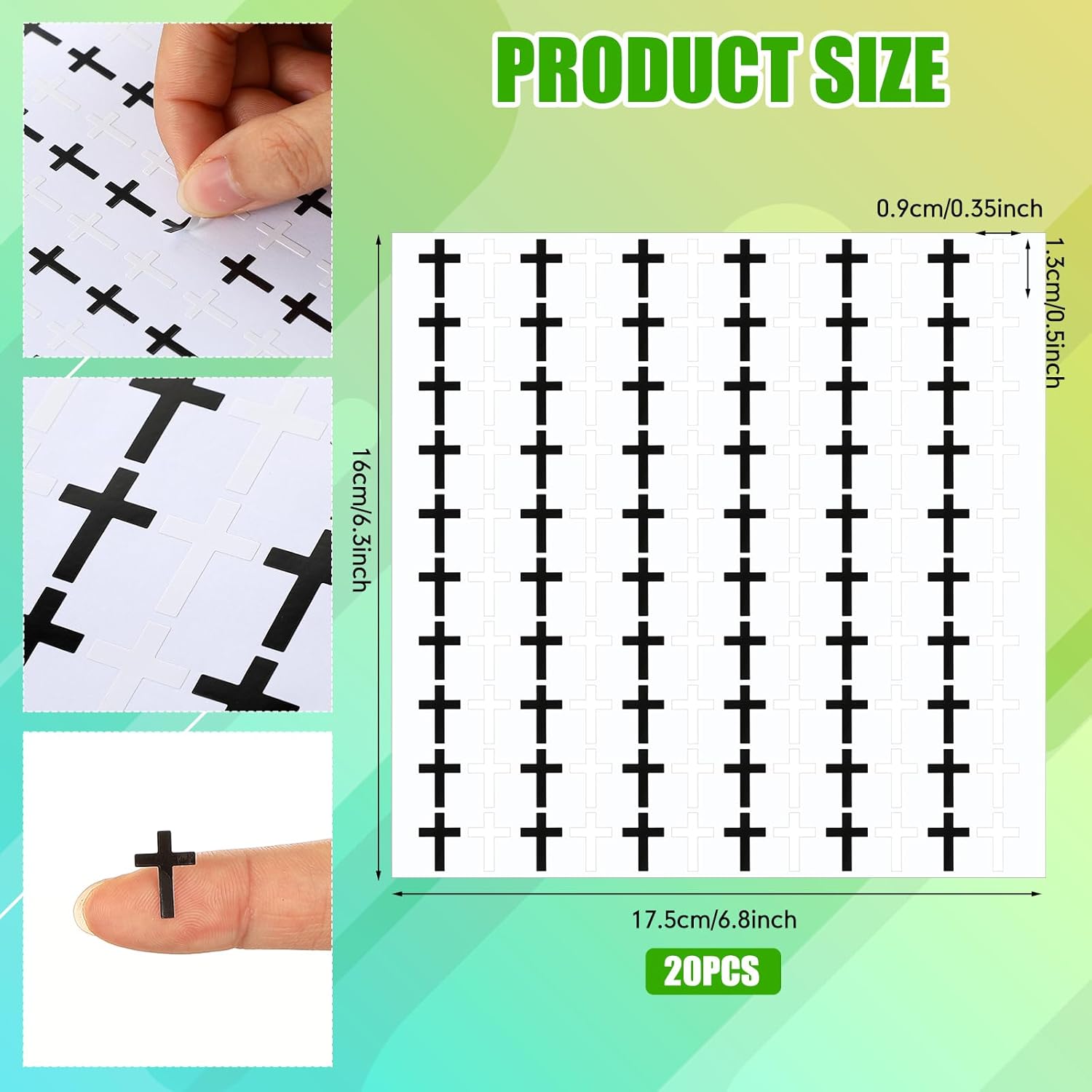 ForraFun 2400 Pcs Mini Cross Stickers Christian Religious Catholic Small Stickers for Christian Athlete Baseball Football Basketball Helmet Water Bottle Backpack Sport Supplies (0.51 x 0.35 Inches)