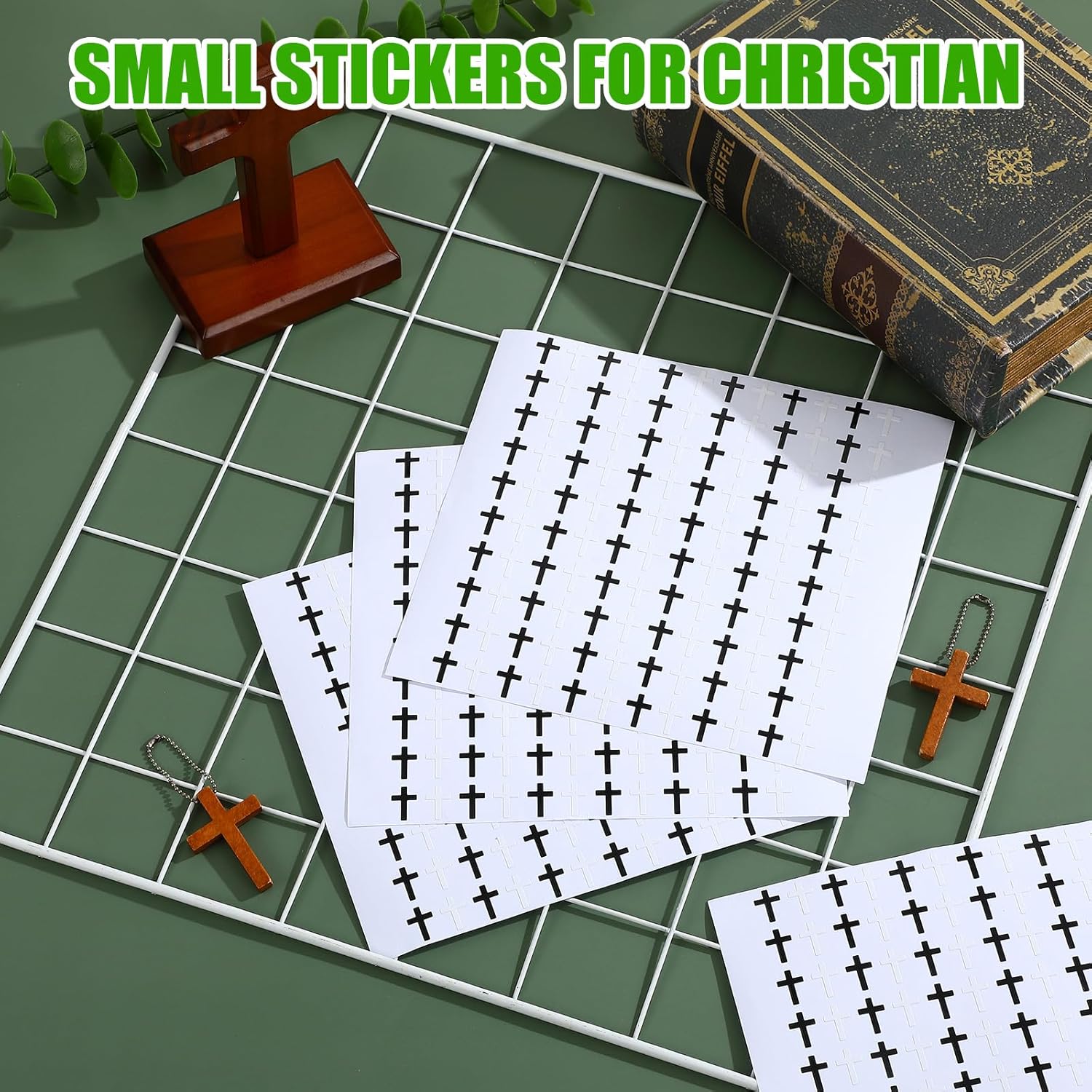 Alternative view of ForraFun 2400 Pcs Mini Cross Stickers Christian Religious Catholic Small Stickers for Christian Athlete Baseball Football Basketball Helmet Water Bottle Backpack Sport Supplies (0.51 x 0.35 Inches)