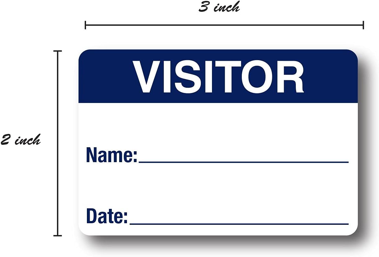 Alternative view of Blue White Visitor Labels / 500 Blue and White Identification Stickers / 2" x 3" Easy to Write On Hall Pass/Made in The USA