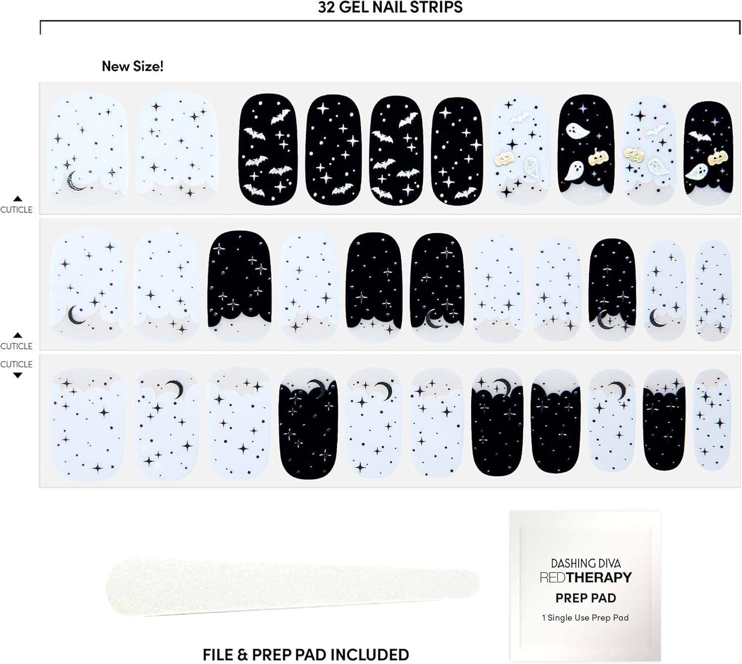 Alternative view of Dashing Diva Gloss Halloween Nail Strips - Spell on You | UV Free, Long Lasting, Cute Gel Stickers | 32 Wraps, Prep Pad, File Included