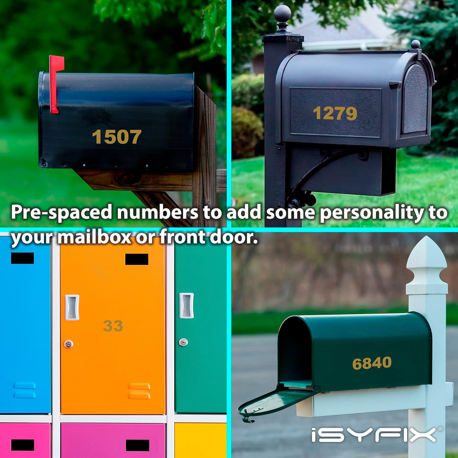 Alternative view of iSYFIX Gold Vinyl Numbers Stickers u2013 2 Inch Self Adhesive (2 Sets) Premium Decal Die Cut and PreSpaced for Mailbox, Signs, Window, Door, Cars, Trucks, Homes, Businesses, Address Numbers, Indoor or