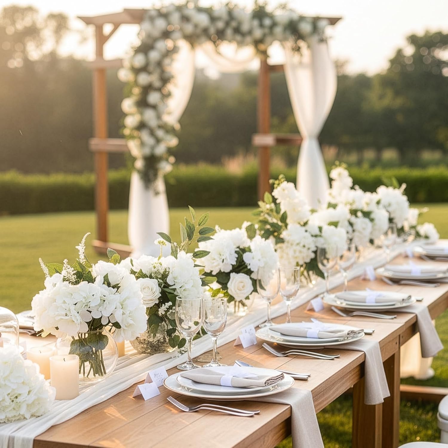 Auihiay 64 PCS Artificial Hydrangea Flowers, Silk Hydrangea Full Flowers Heads with Stems for Wedding Centerpieces, Home, Garden, Baby Shower, Party Decoration (Ivory)